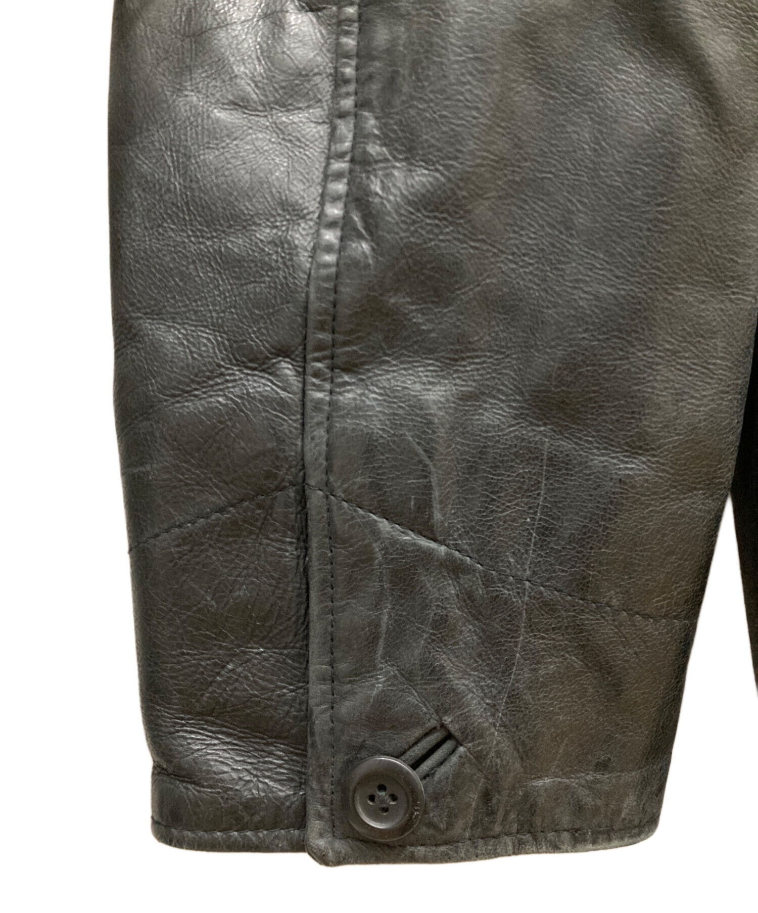 GAP ブラック レザー　カーコート Lサイズ　タグ付きデッドストック 中古・古着通販】GAP (ギャップ) レザーカーコート ブラック サイズ:Ⅼ