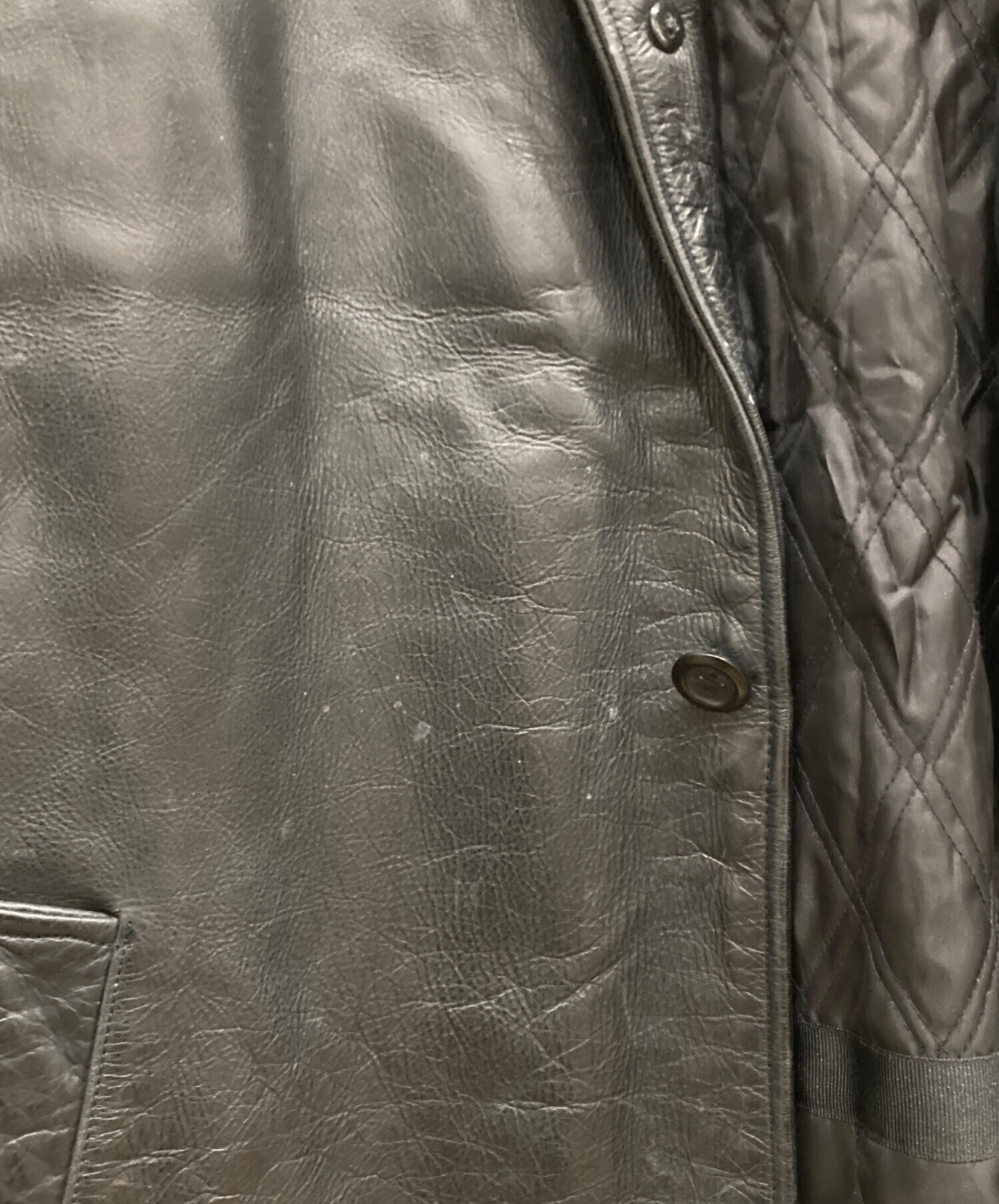 中古・古着通販】GAP (ギャップ) レザーカーコート ブラック サイズ:Ⅼ