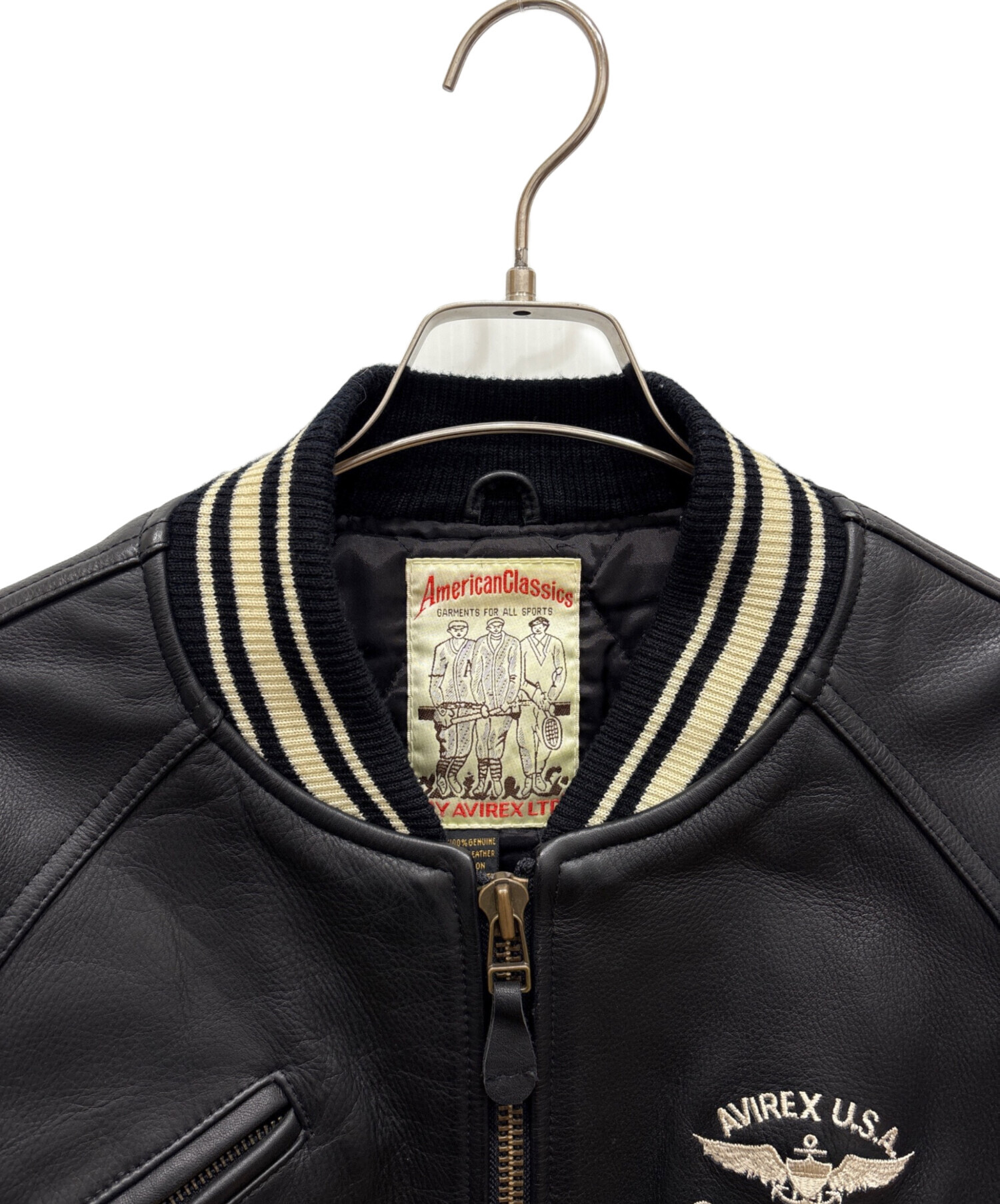 AMERICANCLASSICS BY AVIREX（アビレックス） レザージャケット XSサイズ[190826WEB0823-01800-Z23-06980] AVIREX アヴィレックス 50周年 アメリカン クラシックス レザー スタジャン ブラック系 S中古