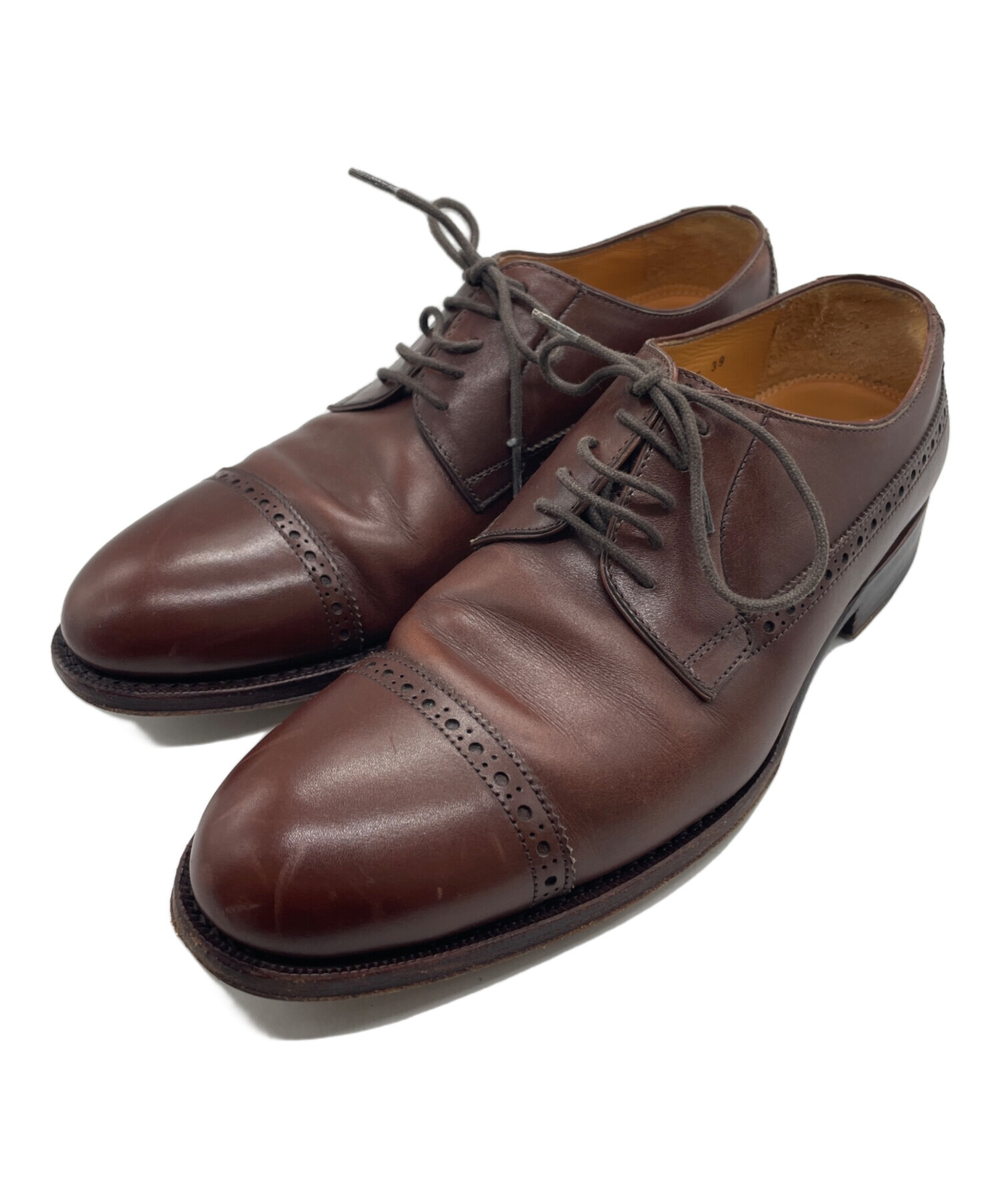 ジャランスリウァヤ 6 1/2 ウイングチップ シボ革 メダリオン 茶色 ジャランスリウァヤ 6 1/2 ウイングチップ シボ革 メダリオン 茶色