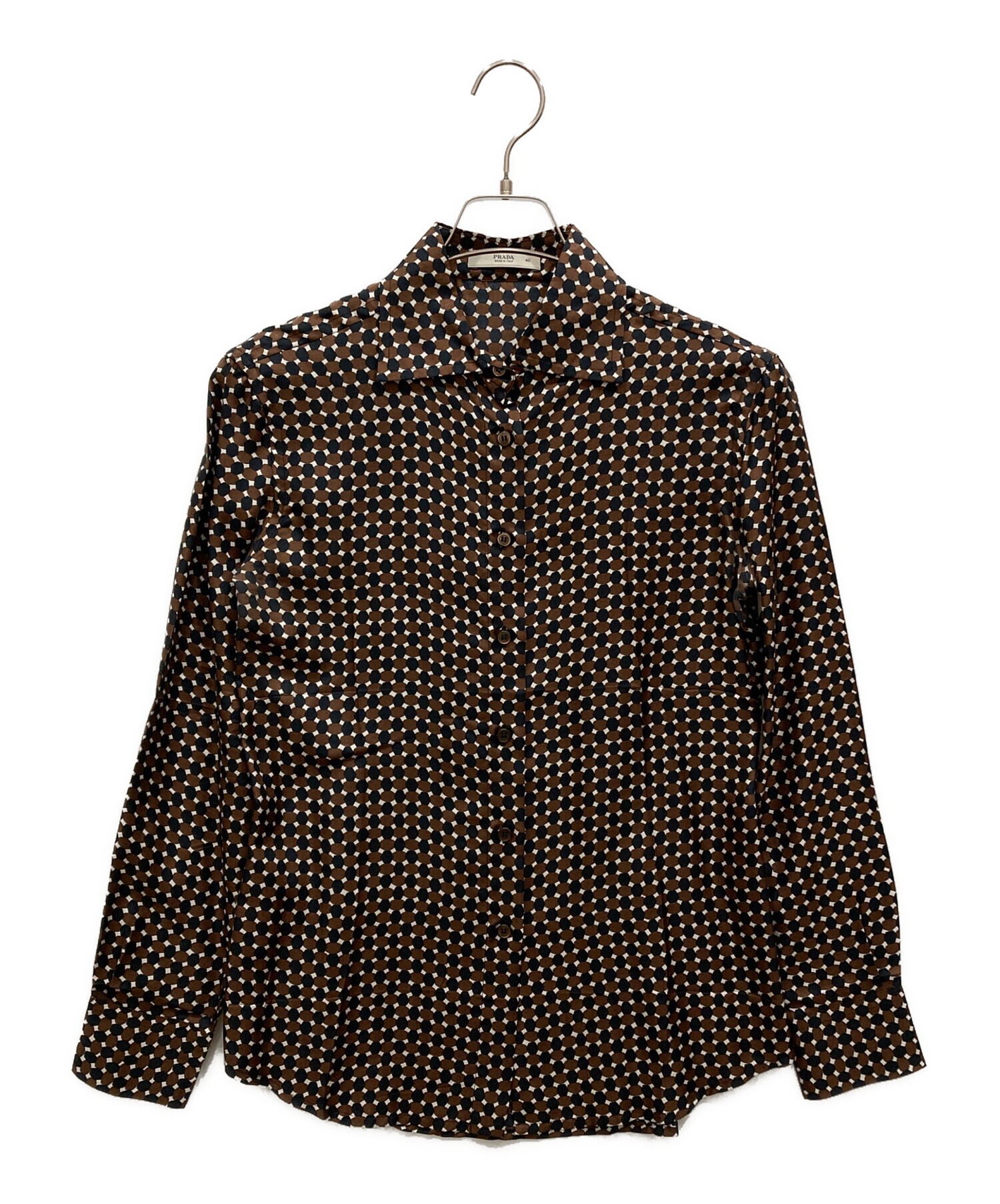 中古・古着通販】PRADA (プラダ) シルクシャツ ブラウン サイズ:SIZE 