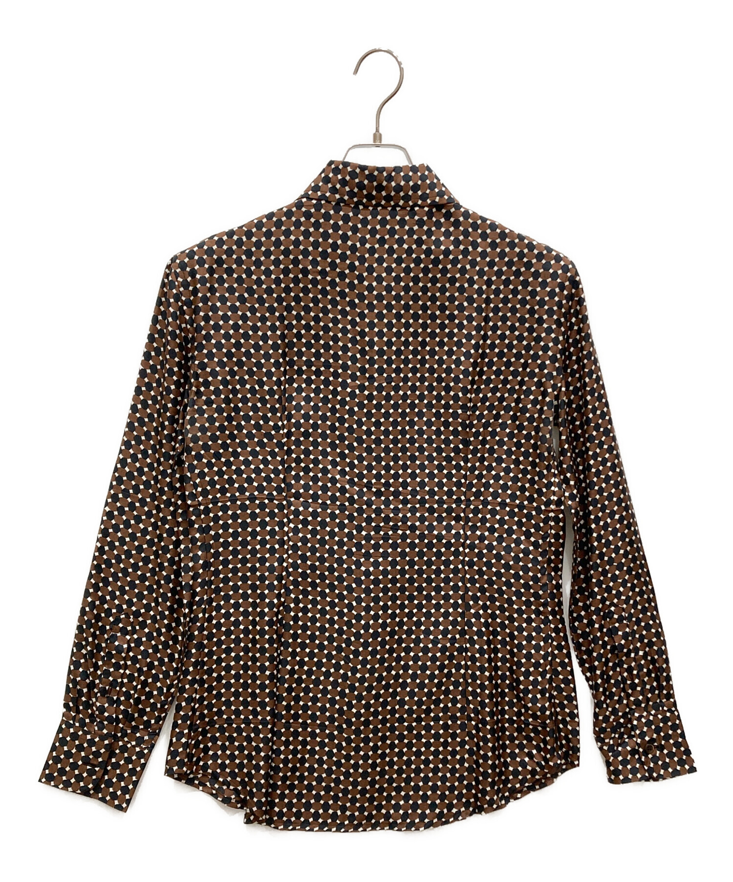 PRADA シルク長袖シャツ ブラウス 中古・古着通販】PRADA (プラダ) シルクシャツ ブラウン サイズ:SIZE