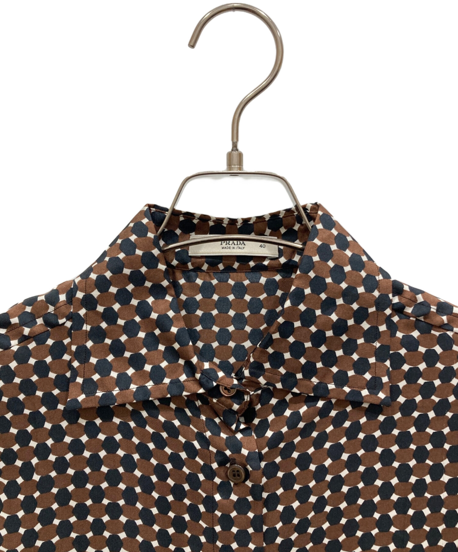 中古・古着通販】PRADA (プラダ) シルクシャツ ブラウン サイズ:SIZE 