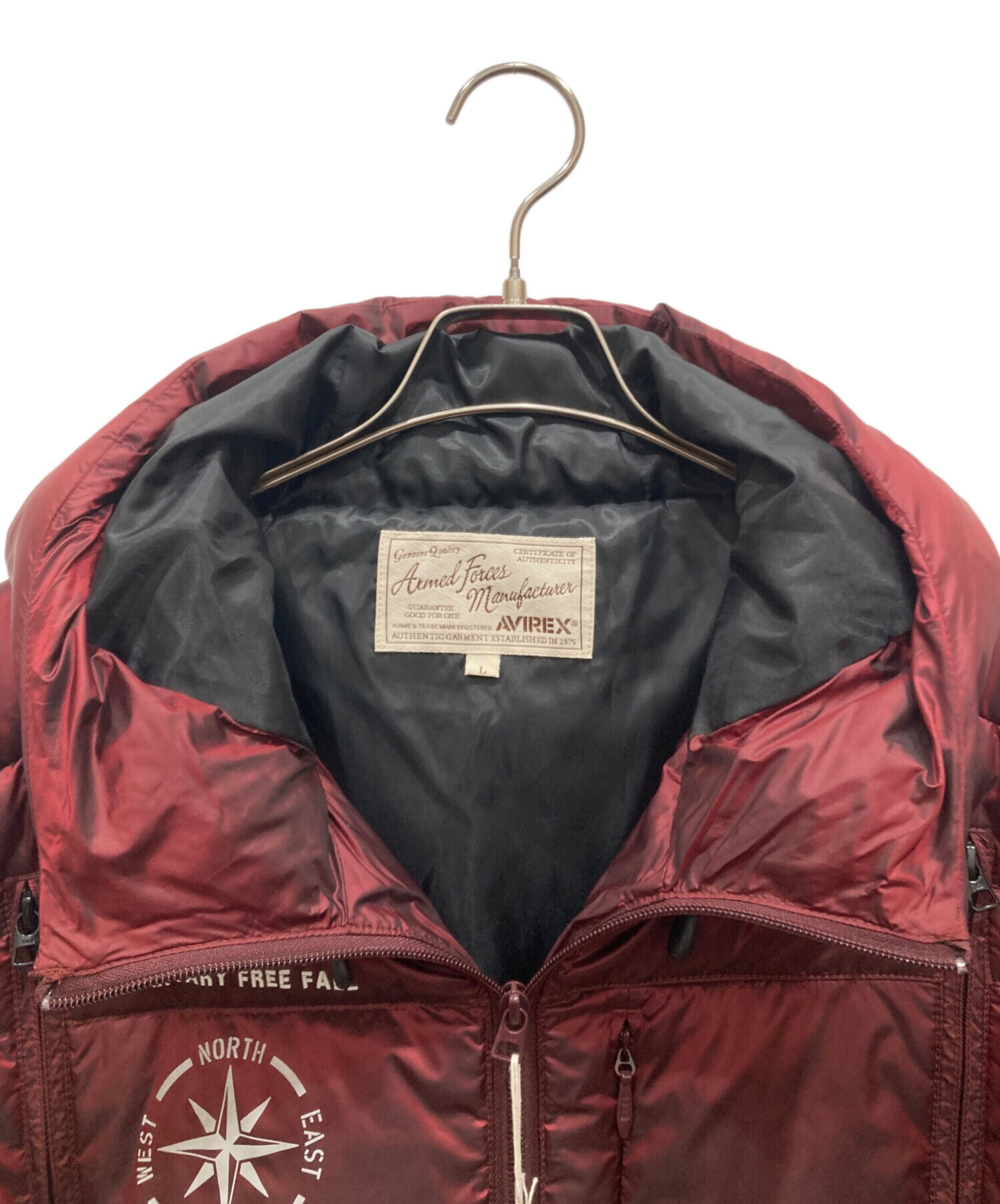 極美品✨AVIREX HALO スリーブ ジップ ダウンジャケット 赤系 XL位 中古・古着通販】AVIREX (アヴィレックス) スリーブジップ ダウン