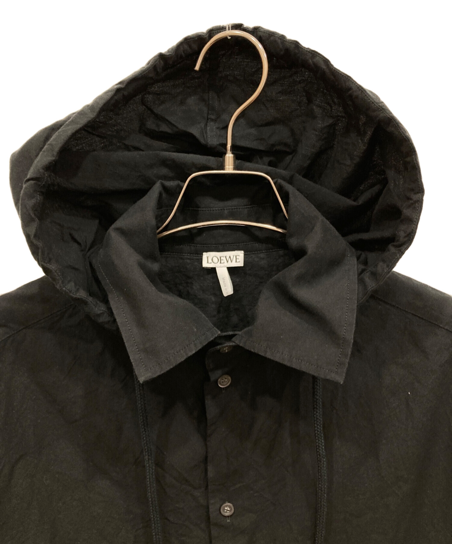 中古・古着通販】LOEWE (ロエベ) フーデッド オーバーシャツ ブラック