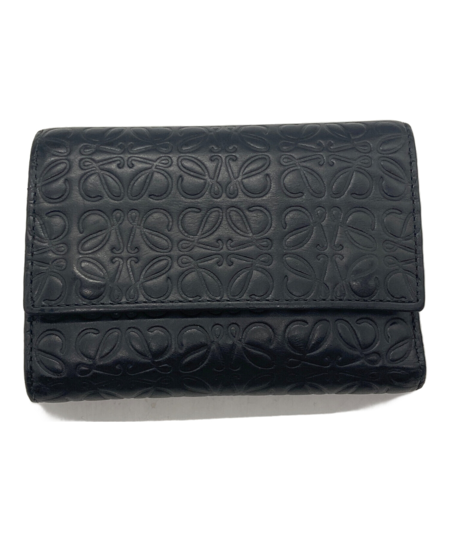 LOEWE ロエベ スモール 三つ折り財布 ウォレット リピートアナグラム 黒 中古・古着通販】LOEWE (ロエベ) リピートアナグラムウォレット