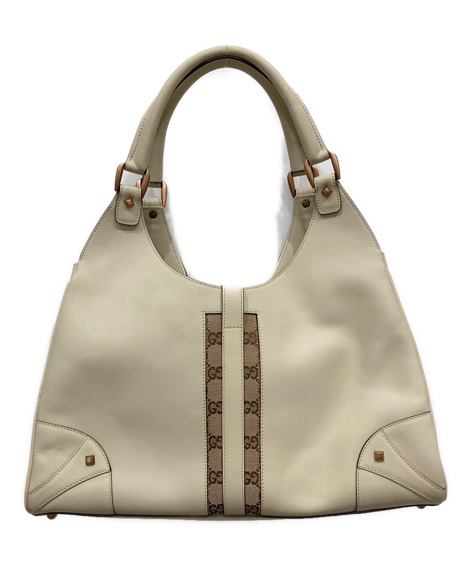 中古・古着通販】GUCCI (グッチ) レザートートバッグ ベージュ 