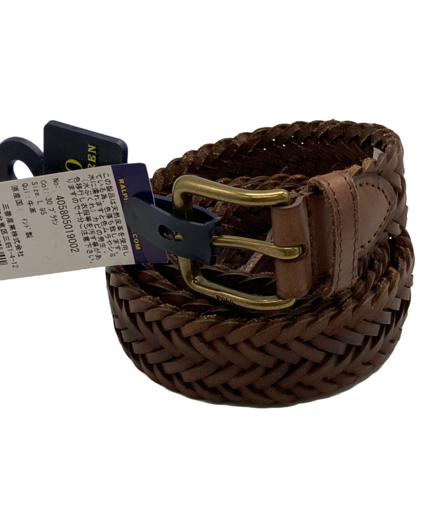 Polo Ralph Lauren 36 レザー メッシュベルト ブラウン 試着のみ ポロラルフローレン メッシュベルト 36 / 90 ブラウン レザー