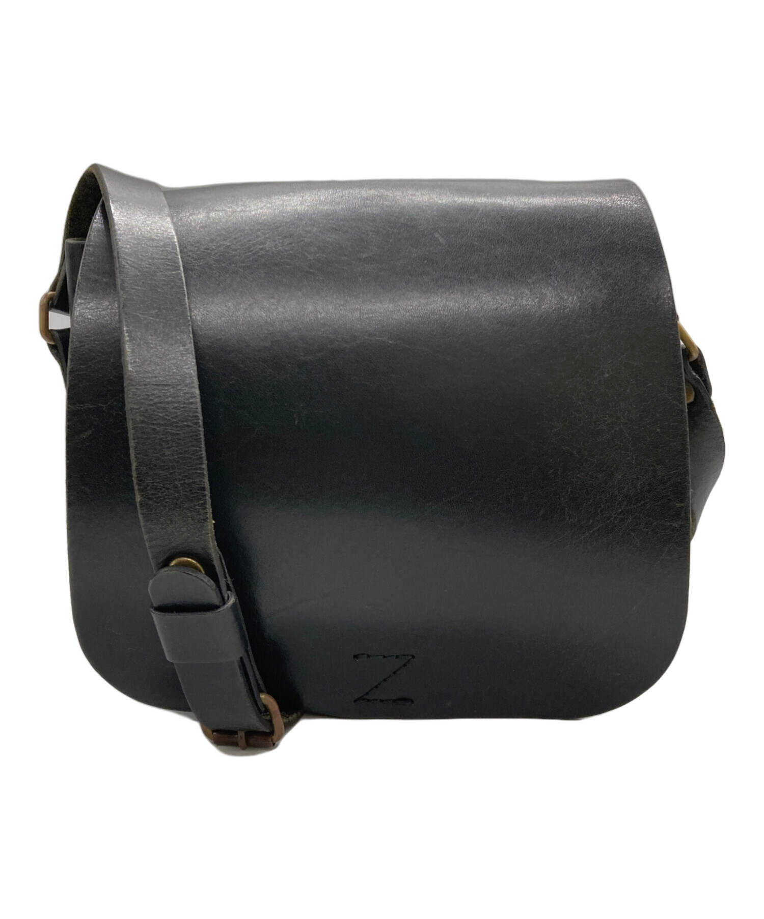 中古・古着通販】Herz (ヘルツ) レザーショルダーバッグ ブラック 
