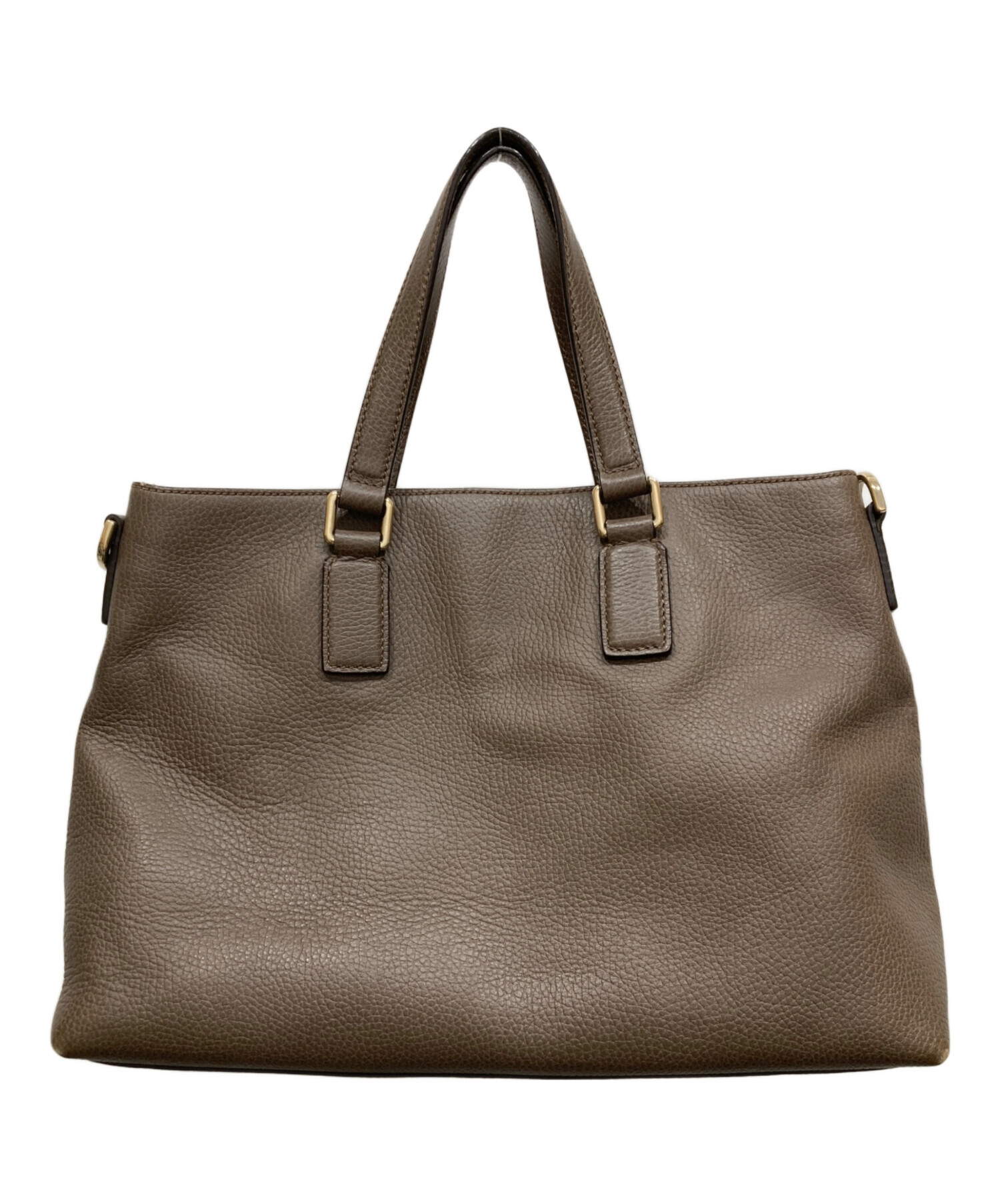 Gucci ブラウンレザー トートバッグ 中古・古着通販】GUCCI (グッチ) レザートートバッグ ブラウン