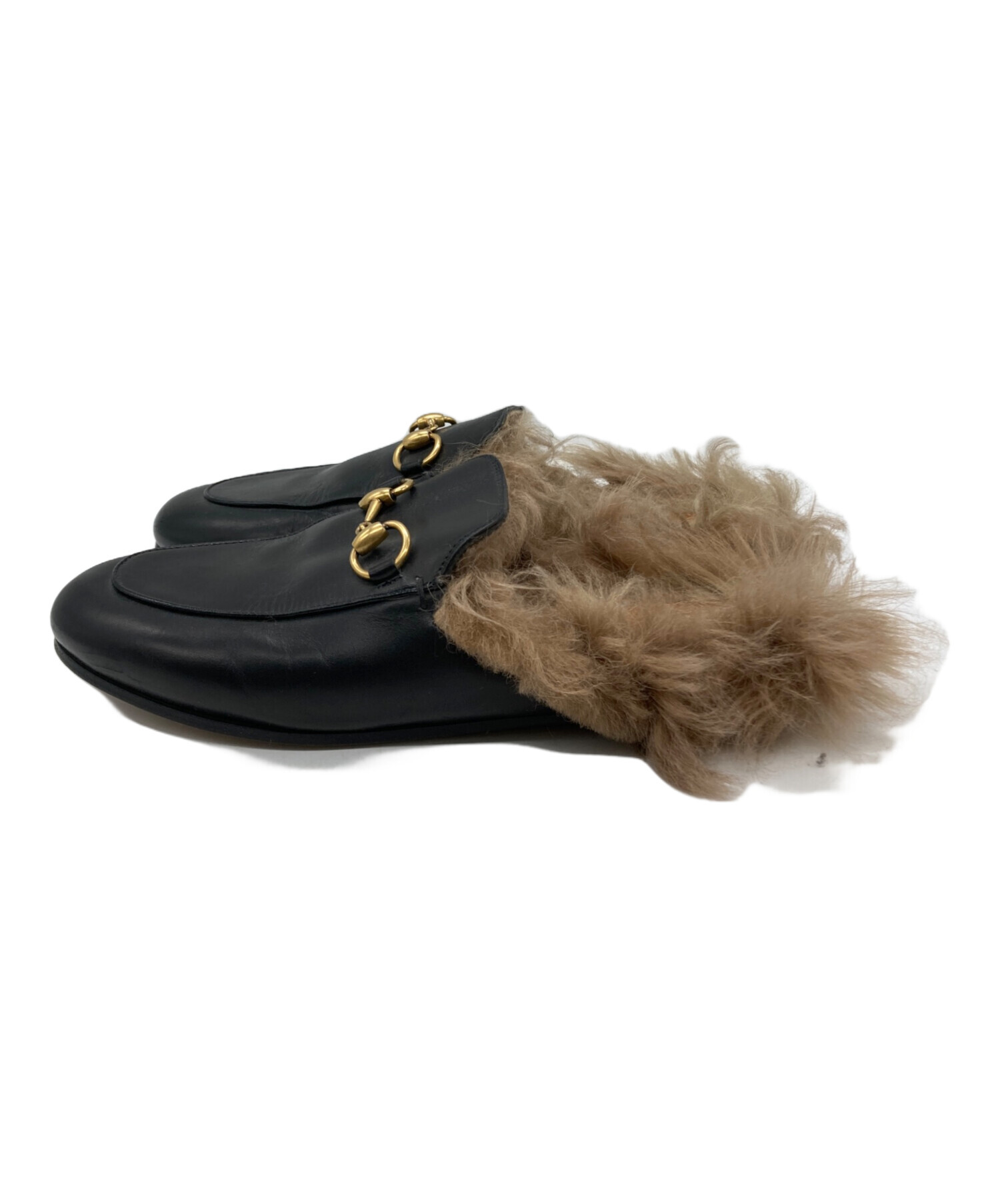 未使用　グッチ　ローファー　35ハーフ　お箱　デパート購入 中古・古着通販】GUCCI (グッチ) ホースビットファー付きローファー