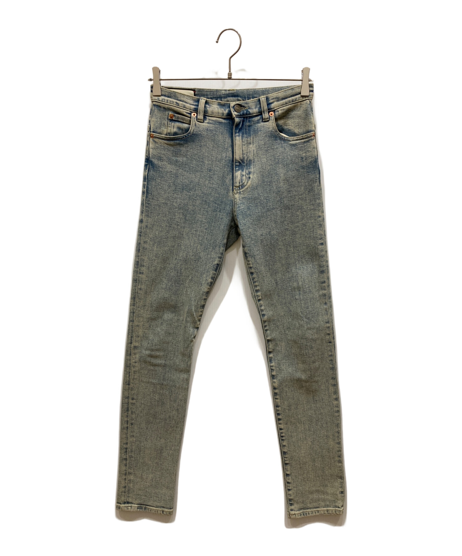 【GUCCI グッチ】デニム　ジーンズ　スキニー　ロゴ　インディゴ　26 レザー GUCCI グッチ ストレートレッグ ホースビットデニムパンツ 666799