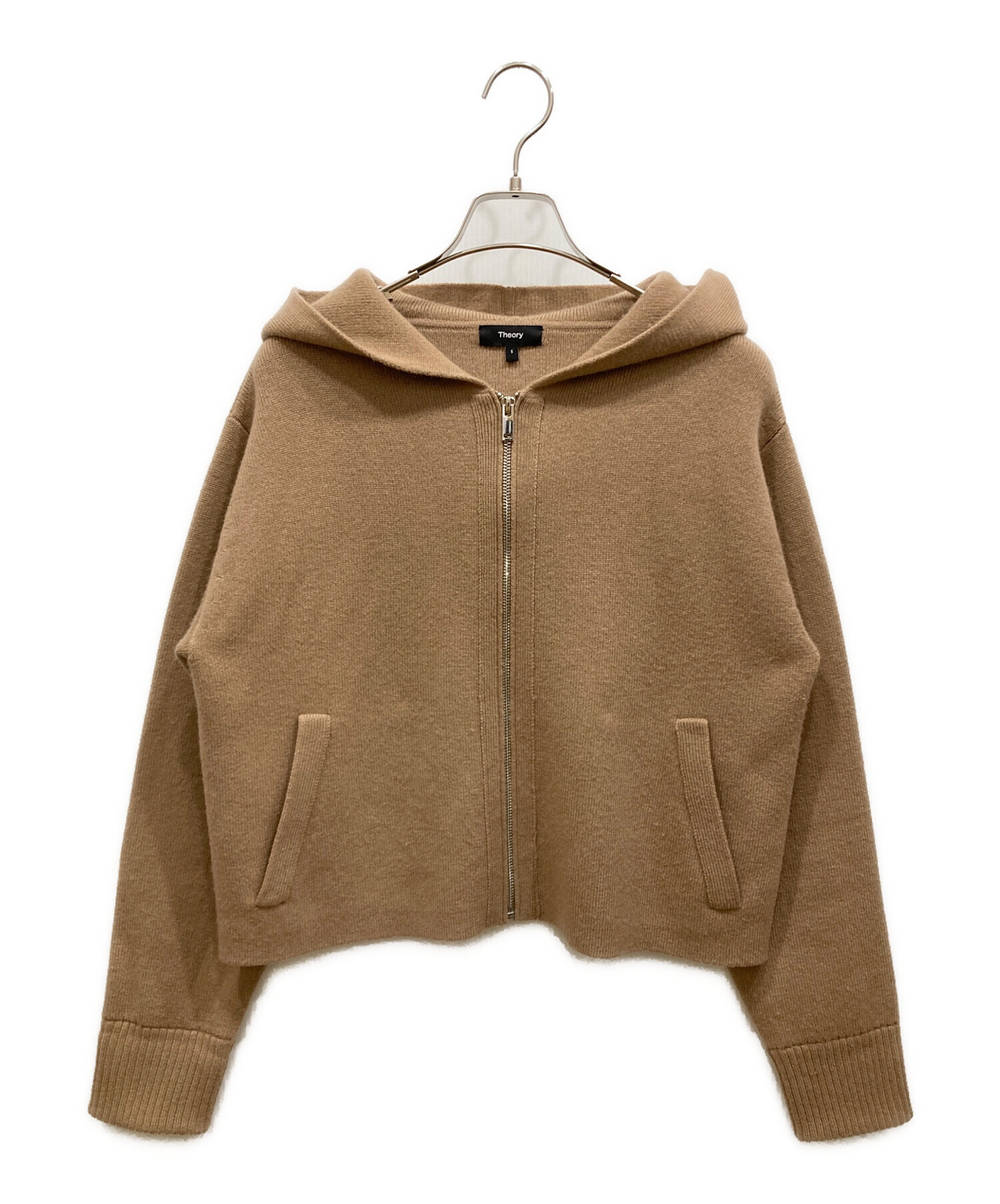美品！　23AW セオリー　ジップ パーカー　フード　カシミヤ混　茶　現行　S 美品✨ セオリー ジップ パーカー フード カシミヤ混 茶 23AW 現行