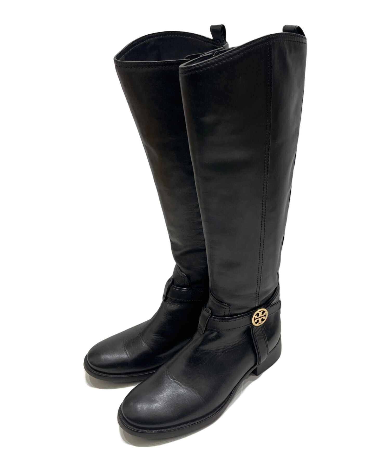 TORY BURCH トリーバーチ レザー ロングブーツ 7 黒 *59656