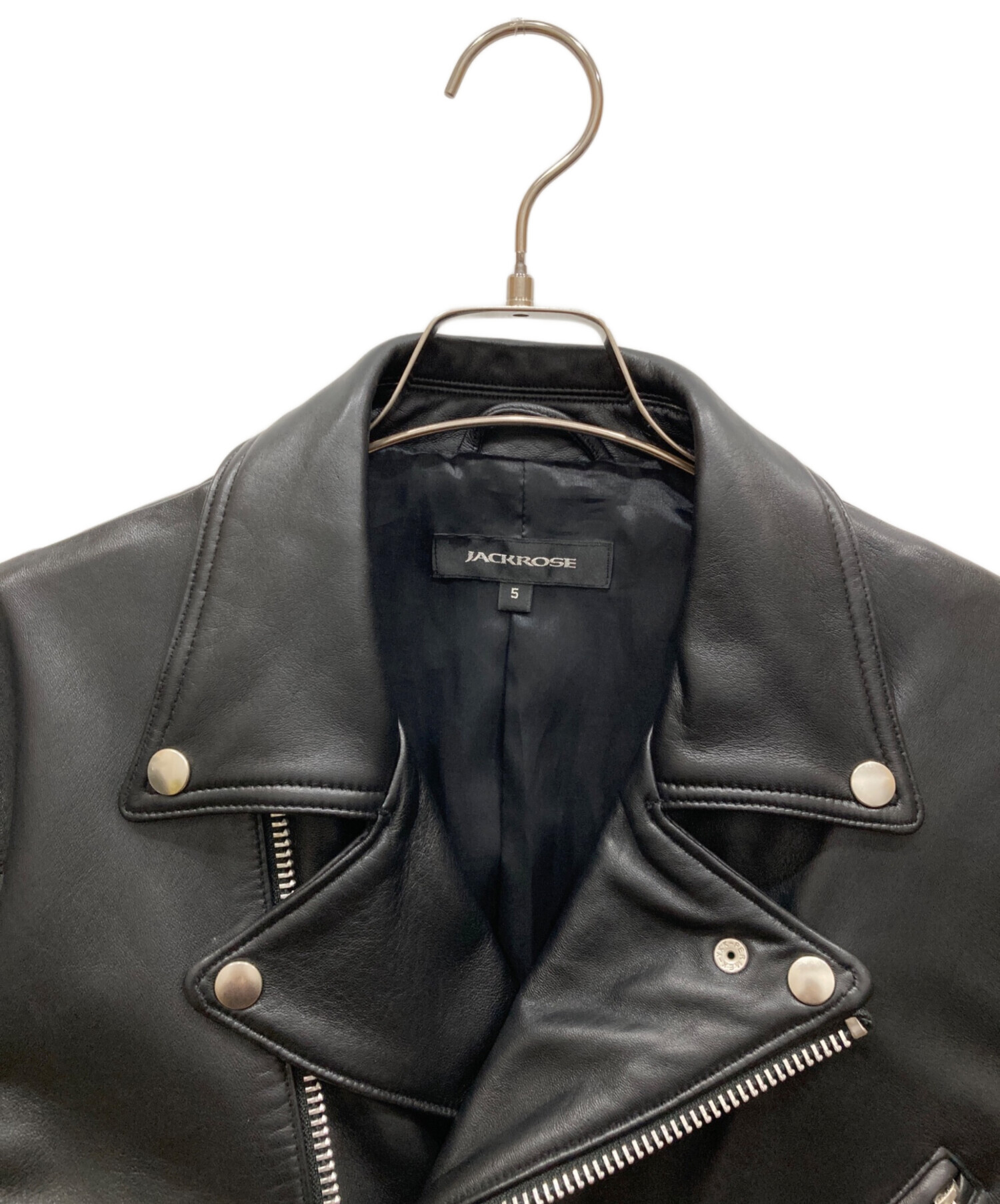JACKROSE ダブルライダースジャケット サイズ5 ブラック 中古・古着通販】JACKROSE (ジャックローズ) ダブルライダース