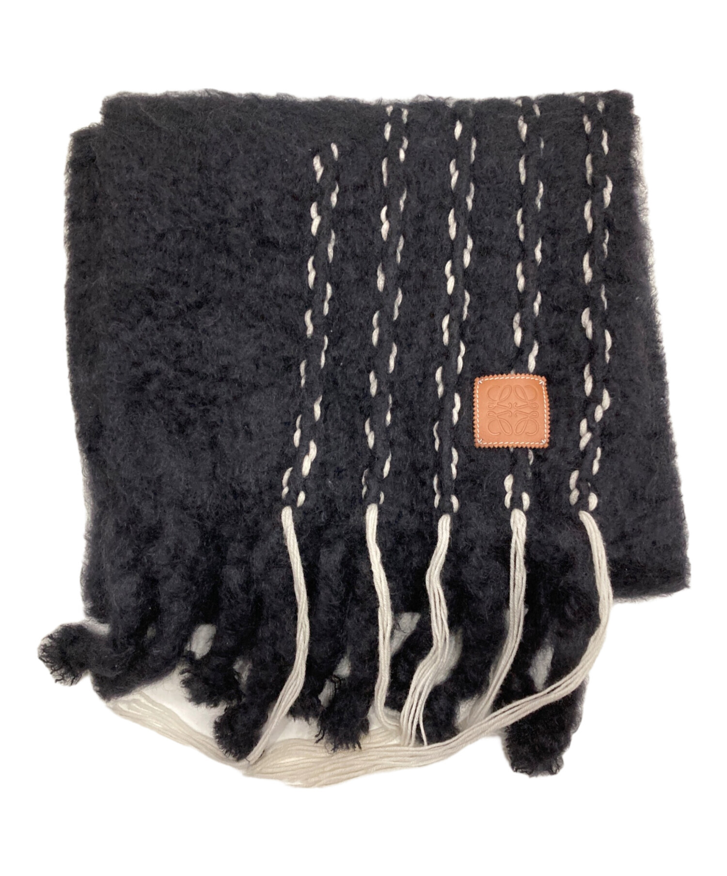 中古・古着通販】LOEWE (ロエベ) モヘア混アナグラムマフラー ブラック