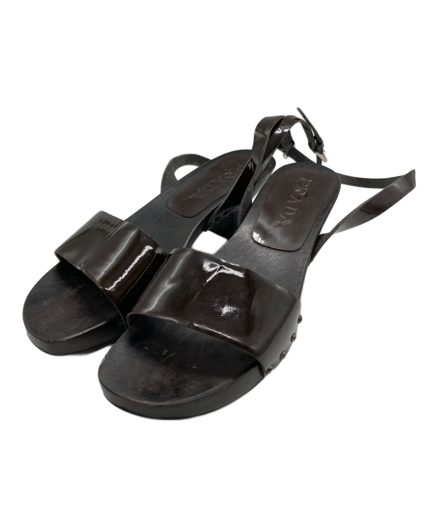 中古・古着通販】PRADA (プラダ) ヒールサンダル ブラウン サイズ:不明