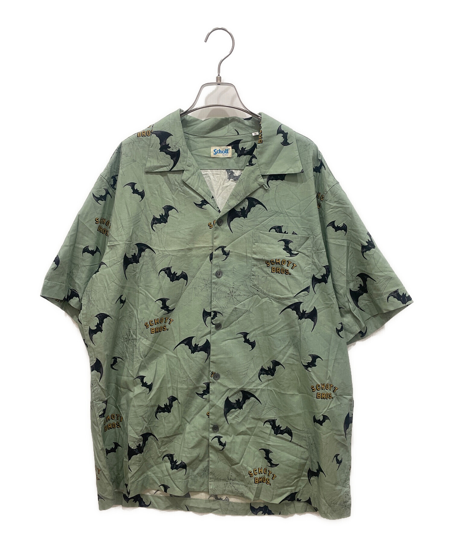 ショット　schott レーヨン　半袖シャツ オリーブグリーン　アロハシャツ 中古・古着通販】Schott (ショット) アロハシャツ グリーン サイズ:XL