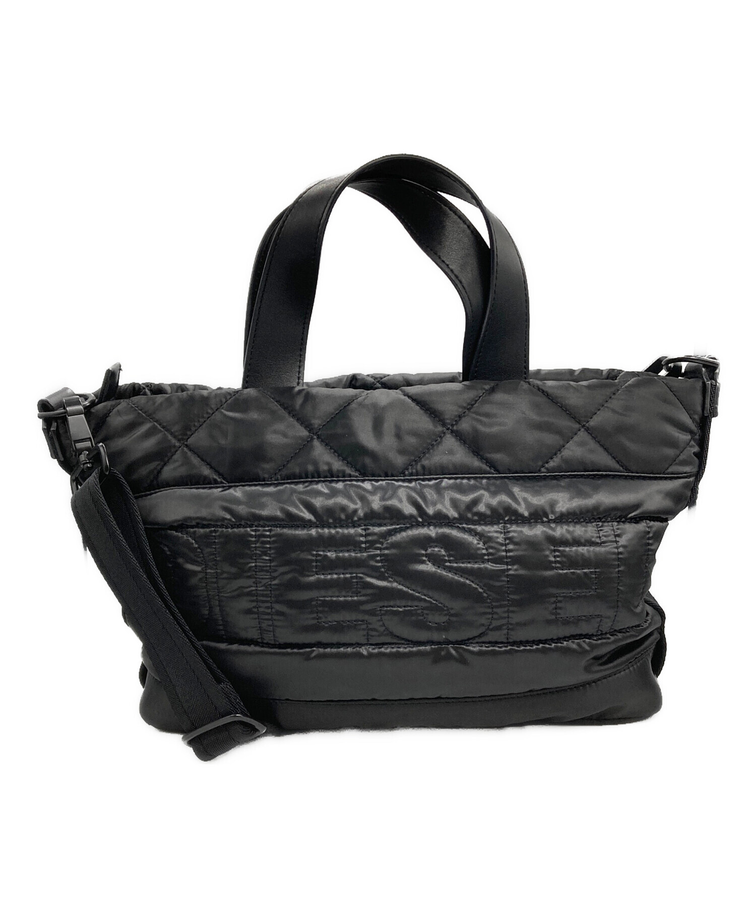 DIESEL トートバッグ　2WAY ショルダー　キルティング黒 中古・古着通販】DIESEL (ディーゼル) キルティング2WAYトートバッグ