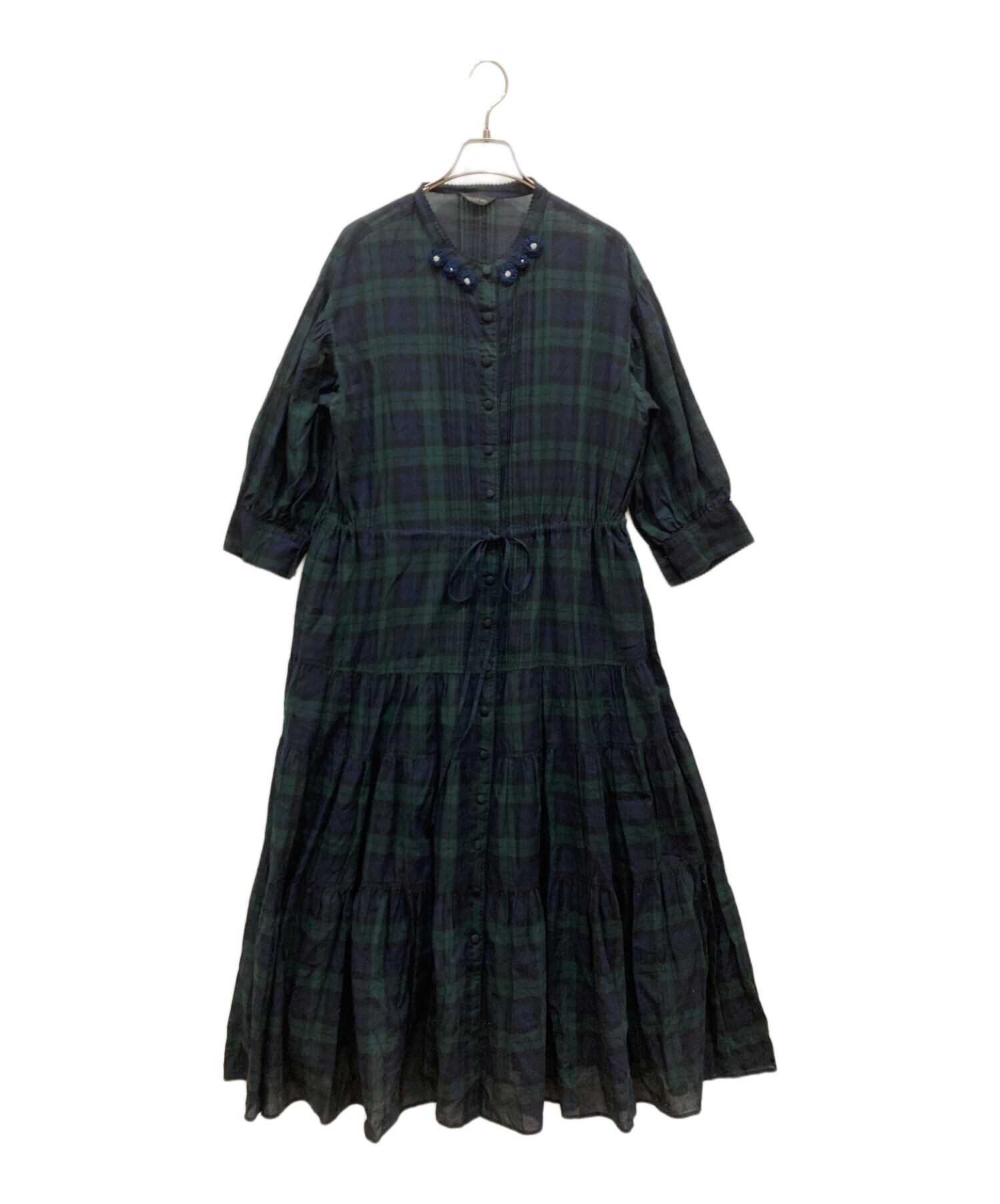 中古・古着通販】INGEBORG (インゲボルグ) チェックフリルワンピース 