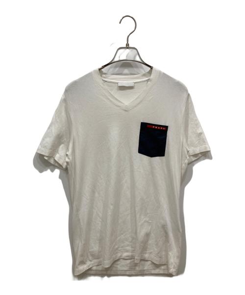 中古・古着通販】PRADA (プラダ) ポケットTシャツ ホワイト×ネイビー