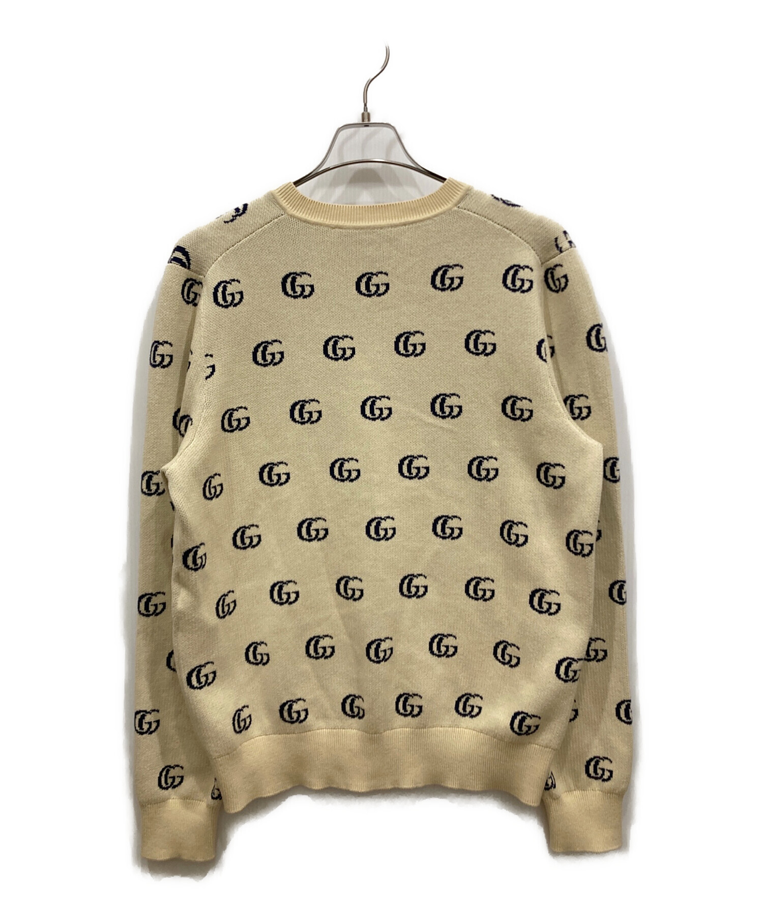 中古・古着通販】GUCCI (グッチ) GGジャガードVネックニット ベージュ