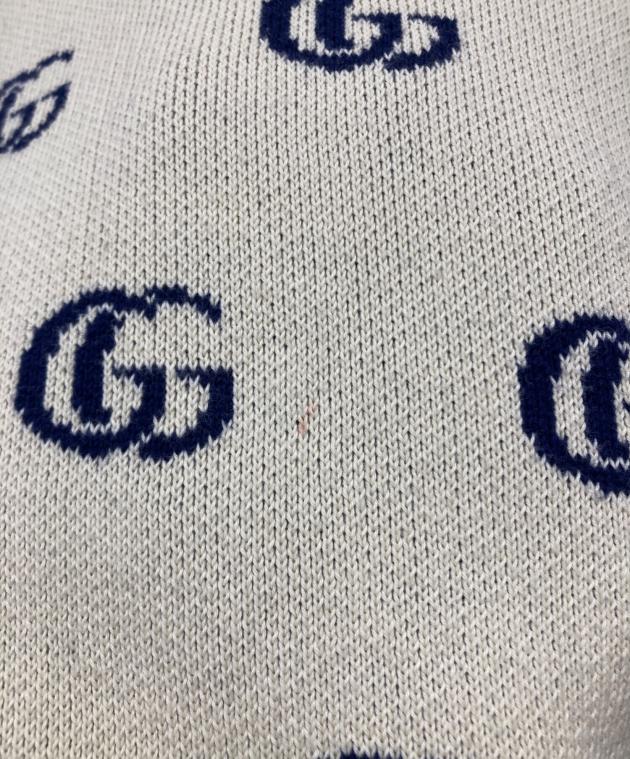 中古・古着通販】GUCCI (グッチ) GGジャガードVネックニット ベージュ