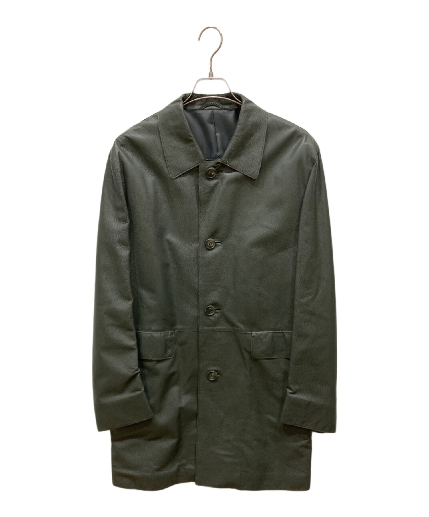 中古・古着通販】LANVIN (ランバン) レザーコート グリーン サイズ