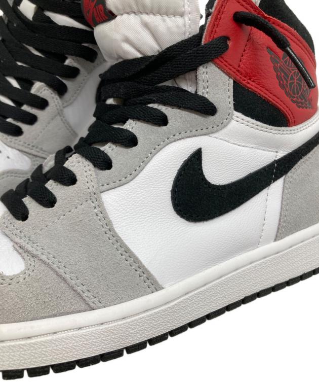 中古・古着通販】NIKE (ナイキ) ハイカットスニーカー グレー×レッド