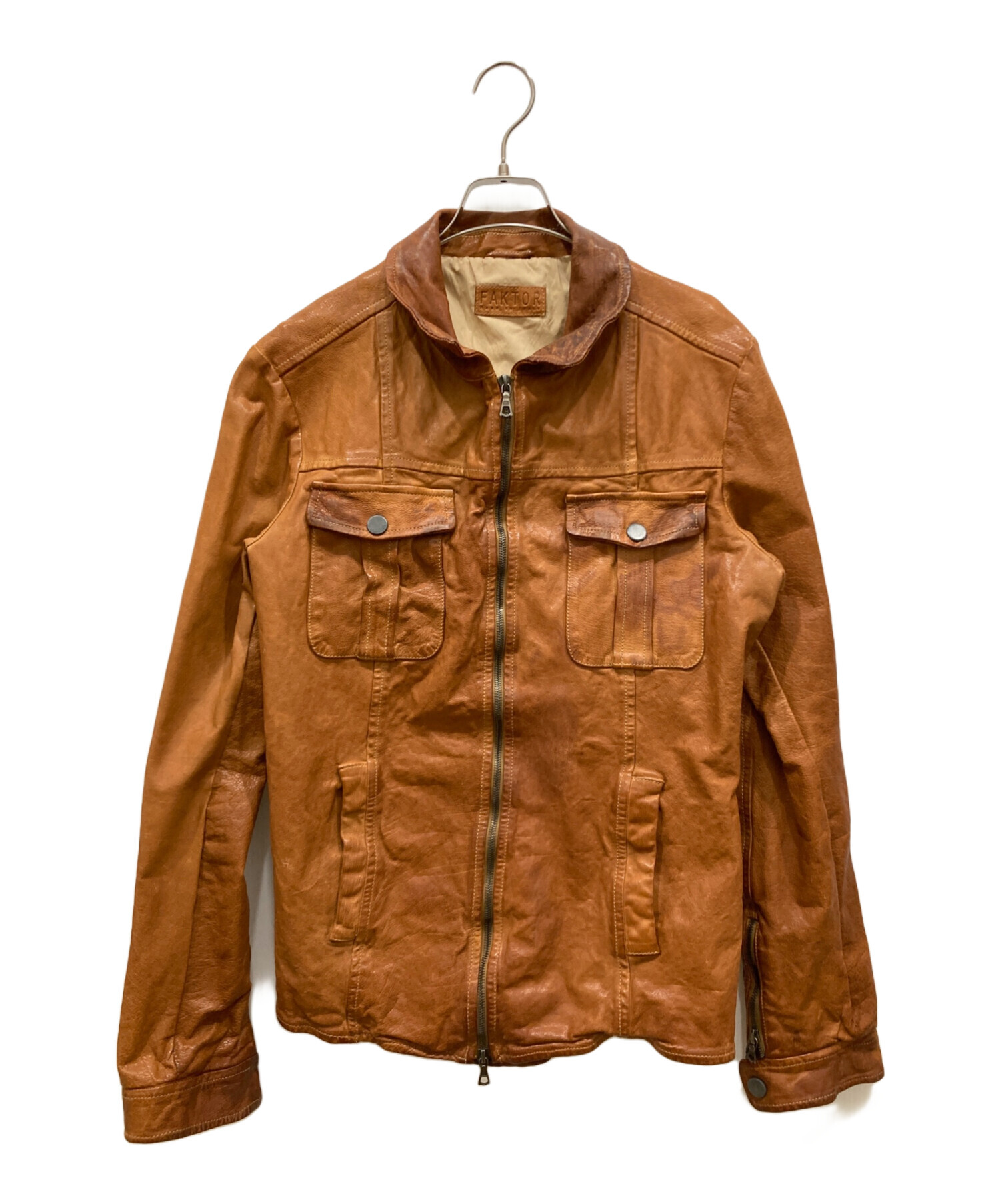 中古・古着通販】FAKTOR (ファクター) レザージャケット ブラウン