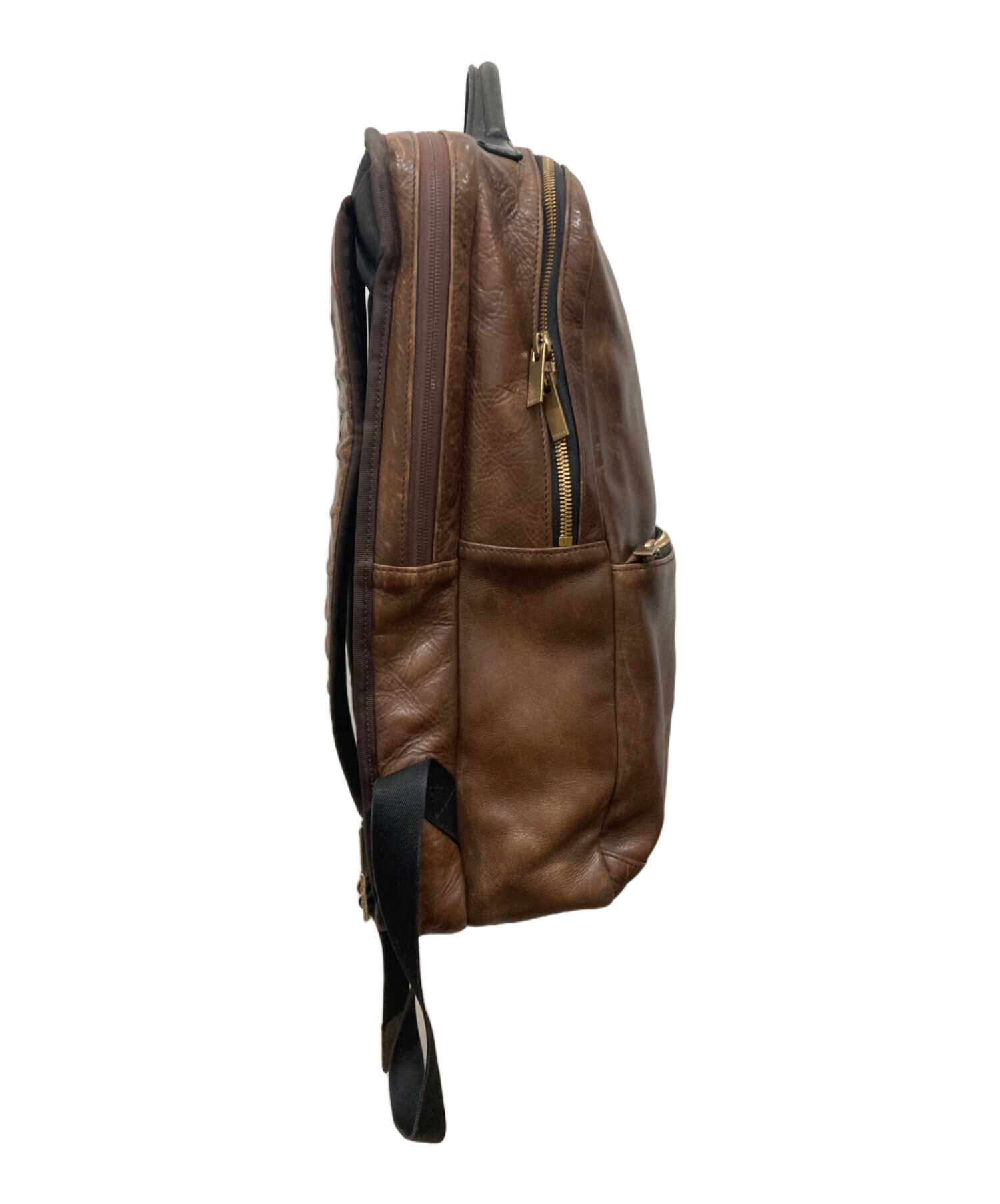 中古・古着通販】PORTER (ポーター) レザーリュック ブラウン 