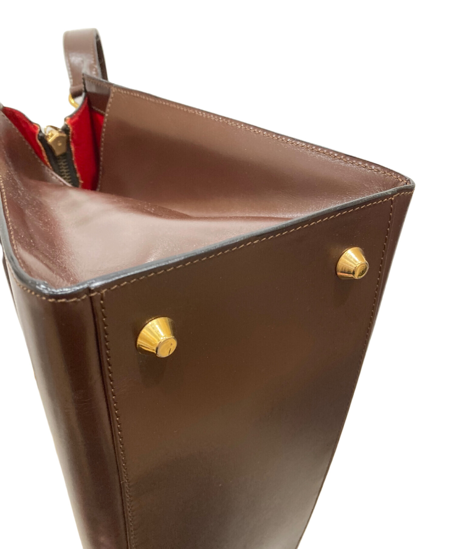 CELINE ブラウンレザートートバッグ 中古・古着通販】CELINE (セリーヌ) レザートートバッグ ブラウン