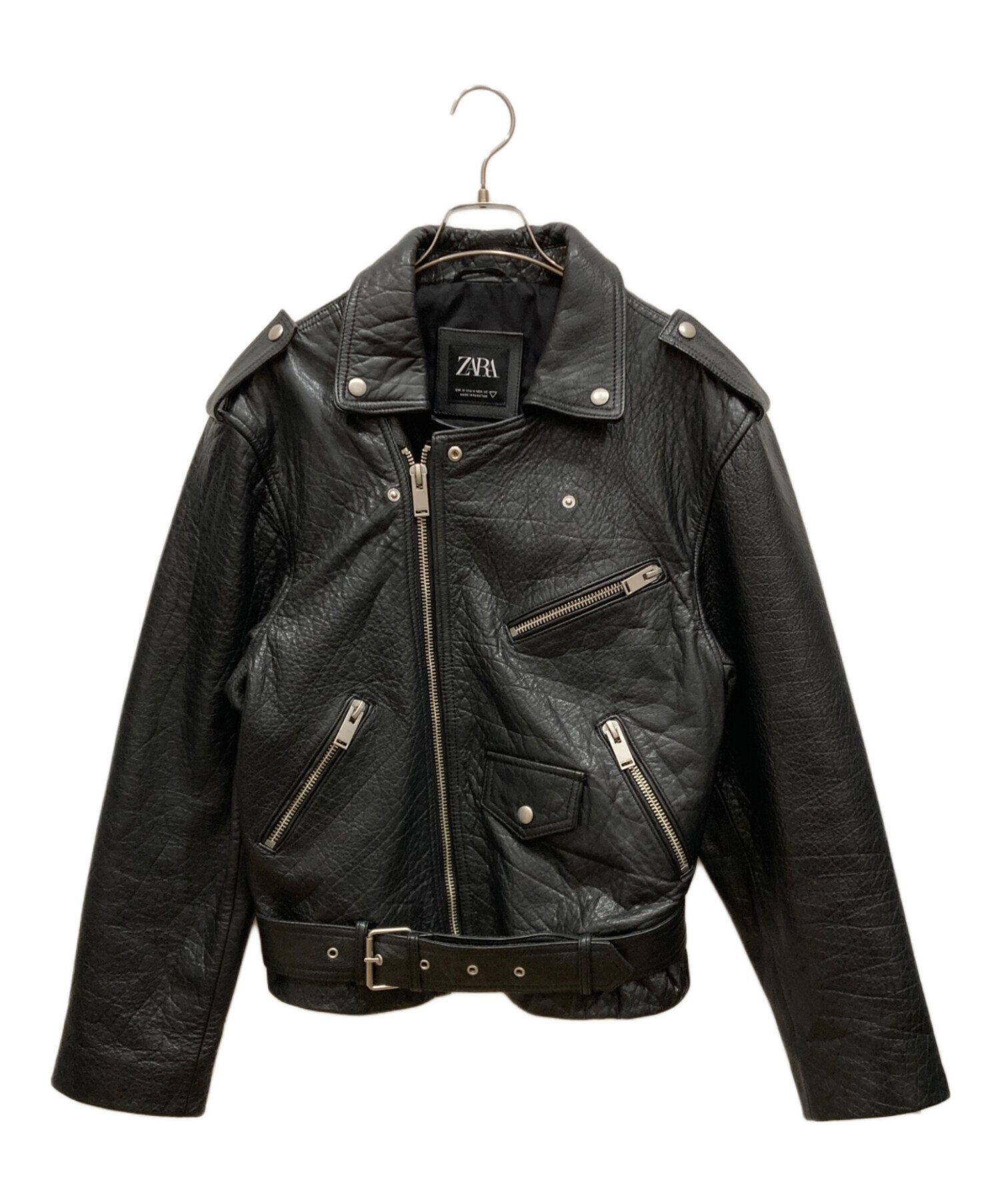 中古・古着通販】ZARA (ザラ) レザーライダースジャケット ブラック