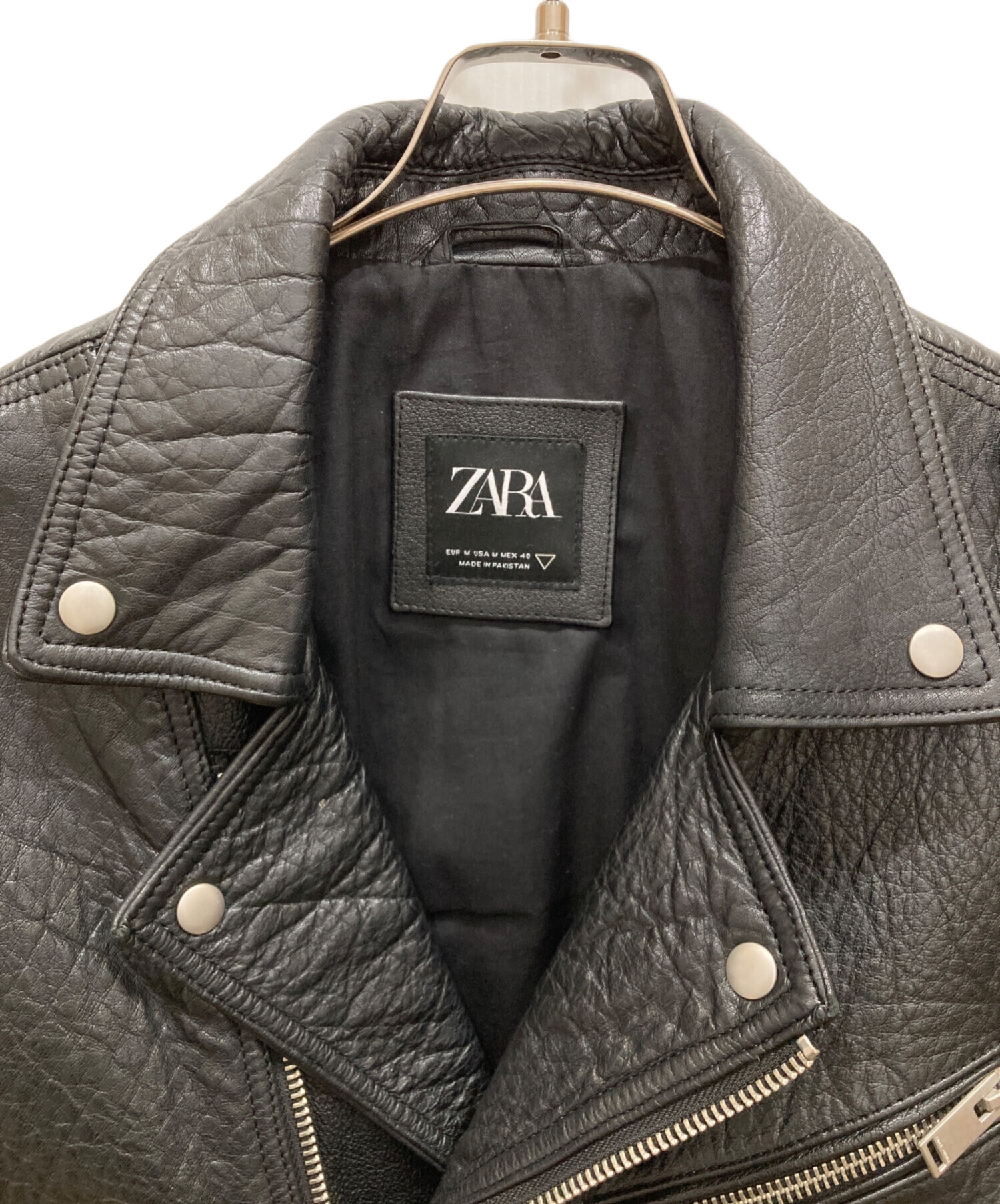 中古・古着通販】ZARA (ザラ) レザーライダースジャケット ブラック