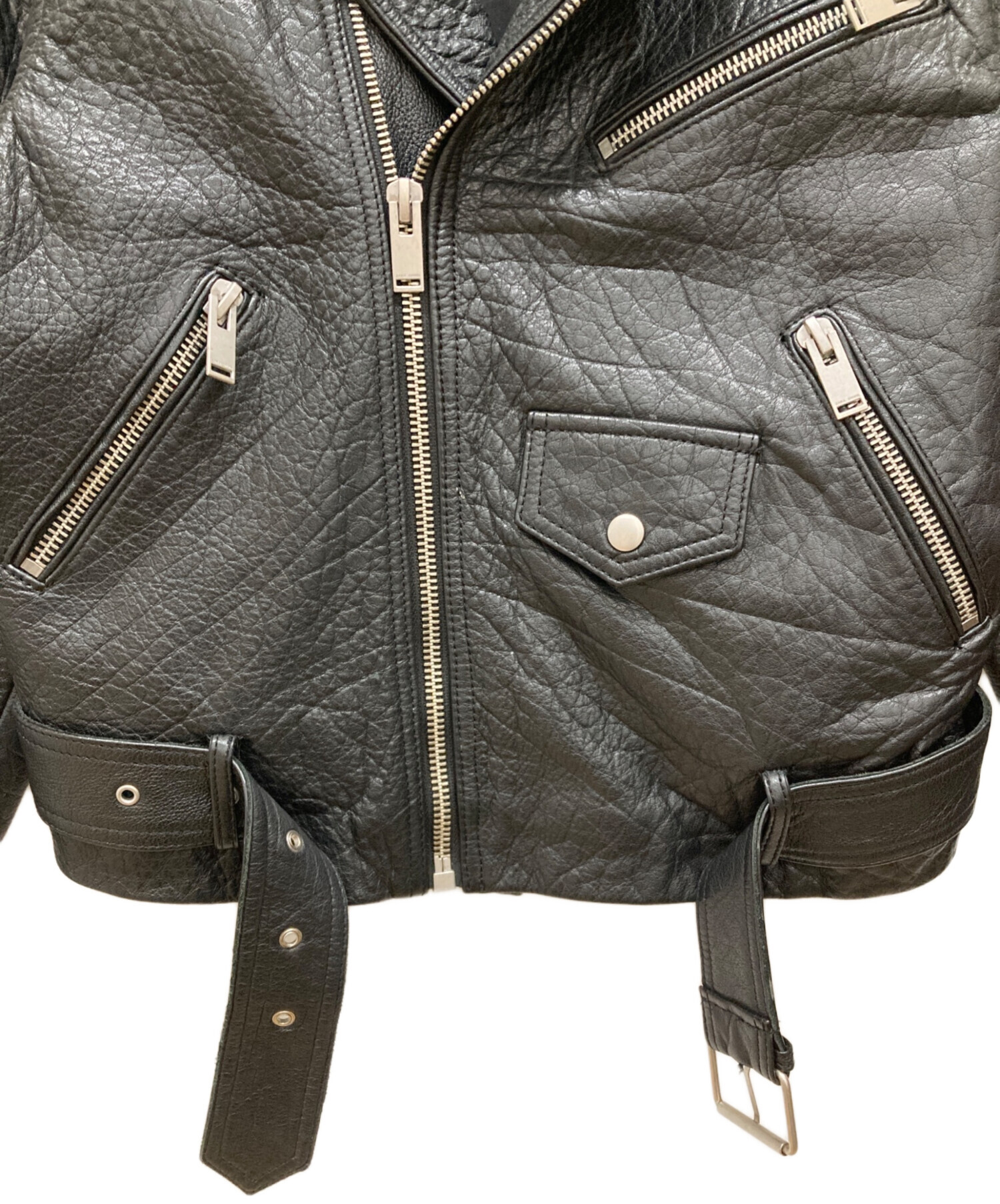 中古・古着通販】ZARA (ザラ) レザーライダースジャケット ブラック