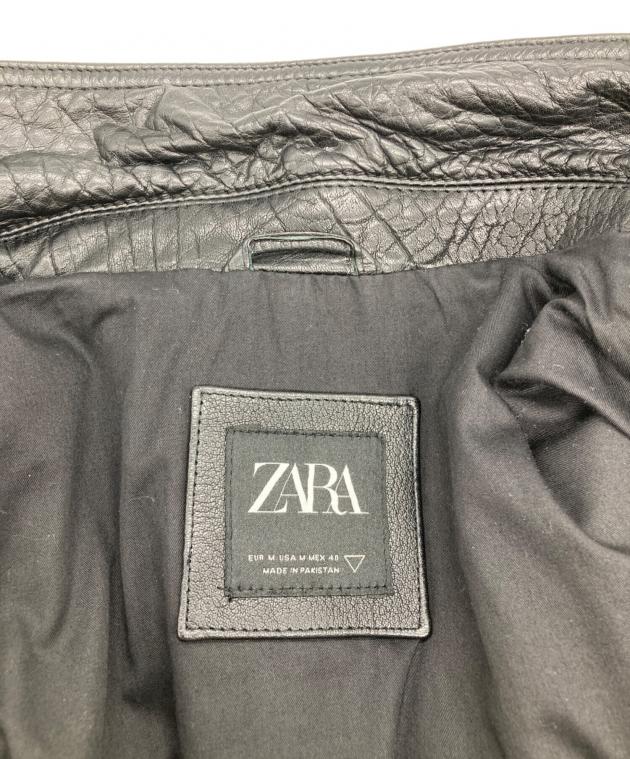 中古・古着通販】ZARA (ザラ) レザーライダースジャケット ブラック