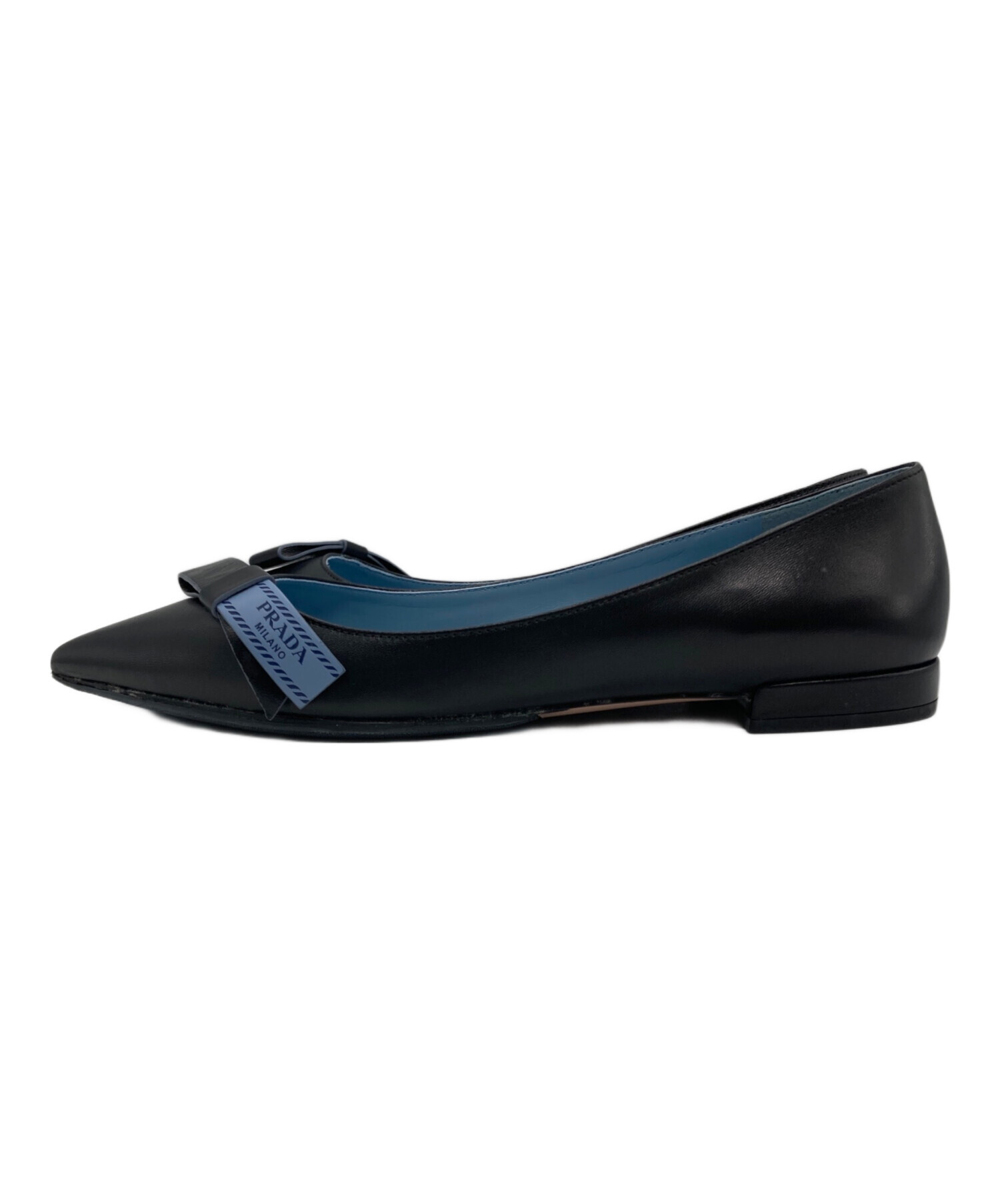 中古・古着通販】PRADA (プラダ) ロゴ リボン ポインテッドトゥ