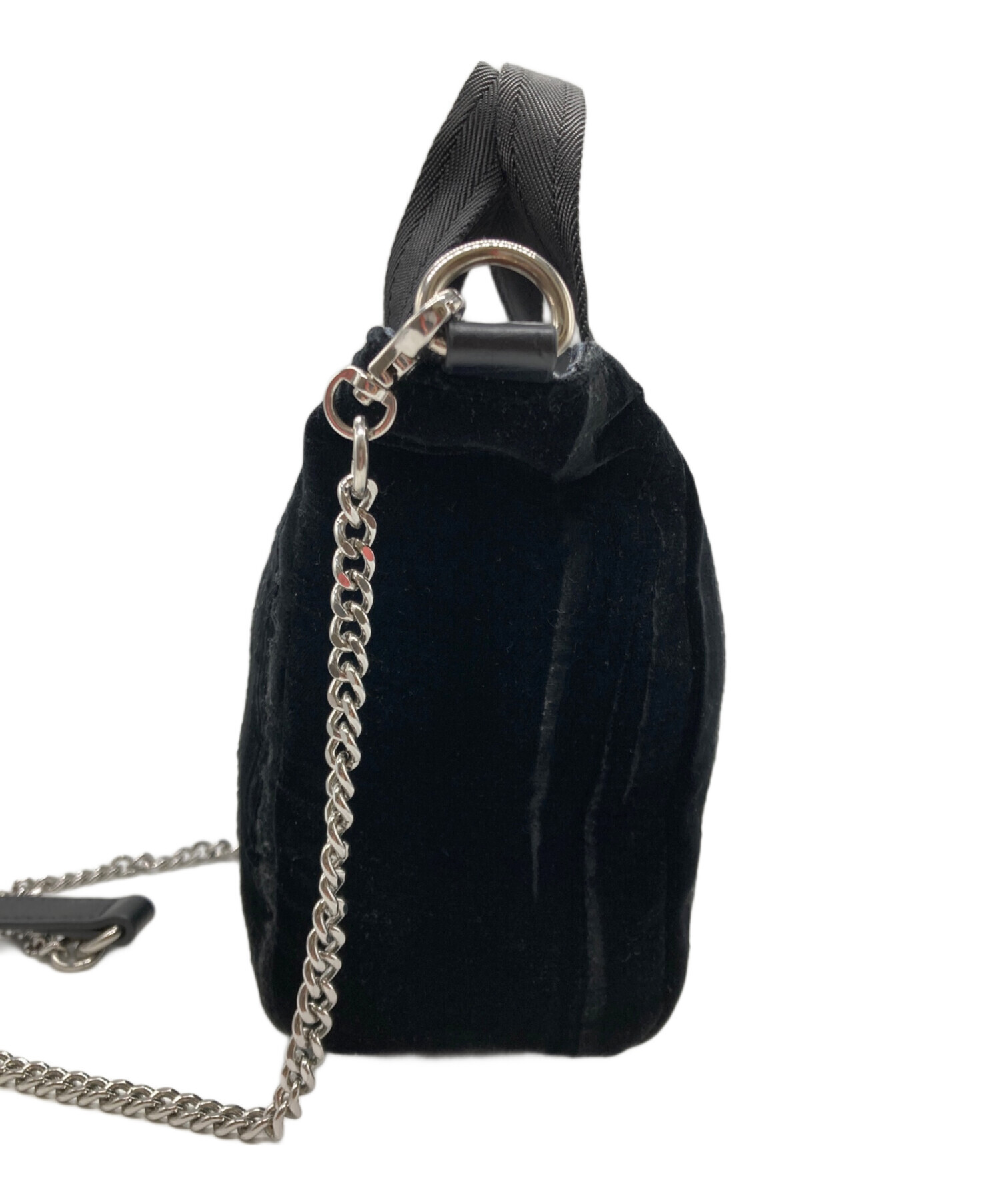 DIESEL(ディーゼル) ショルダーバッグ - 黒 チェーン キャンバス 中古・古着通販】DIESEL (ディーゼル) チェーンショルダーバッグ