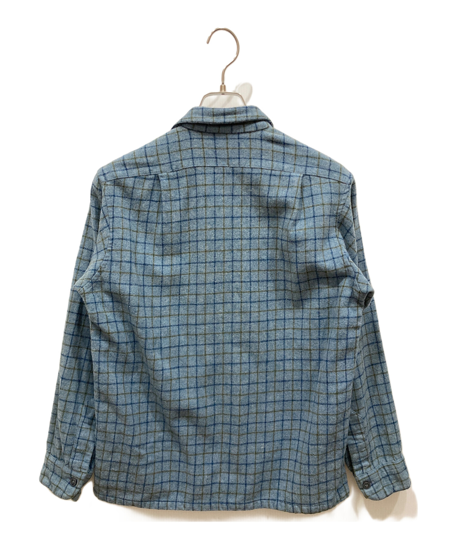 PENDLETON ネルシャツ M ブルー チェック ウール 70年代 USA製