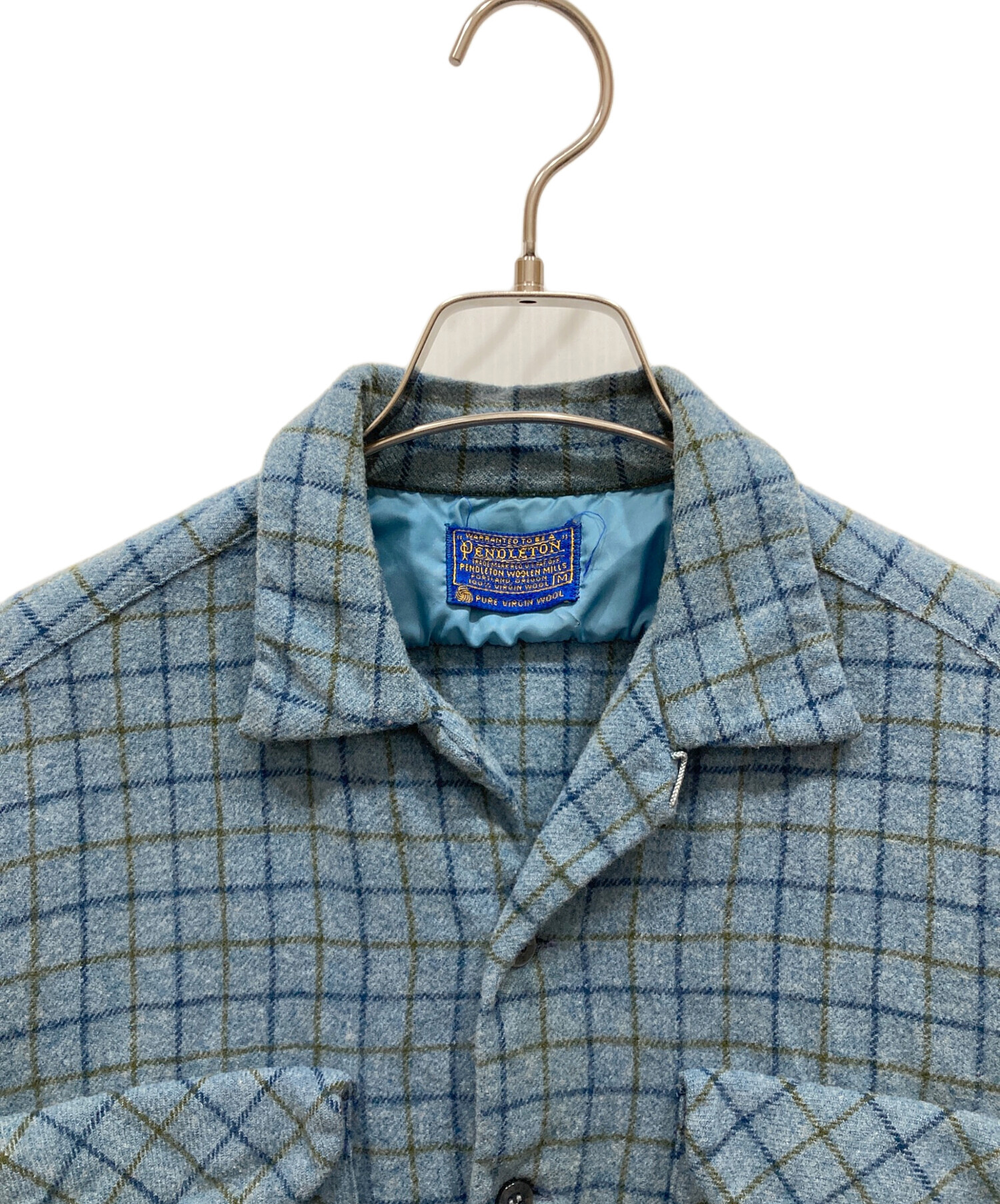 PENDLETON ネルシャツ M ブルー チェック ウール 70年代 USA製