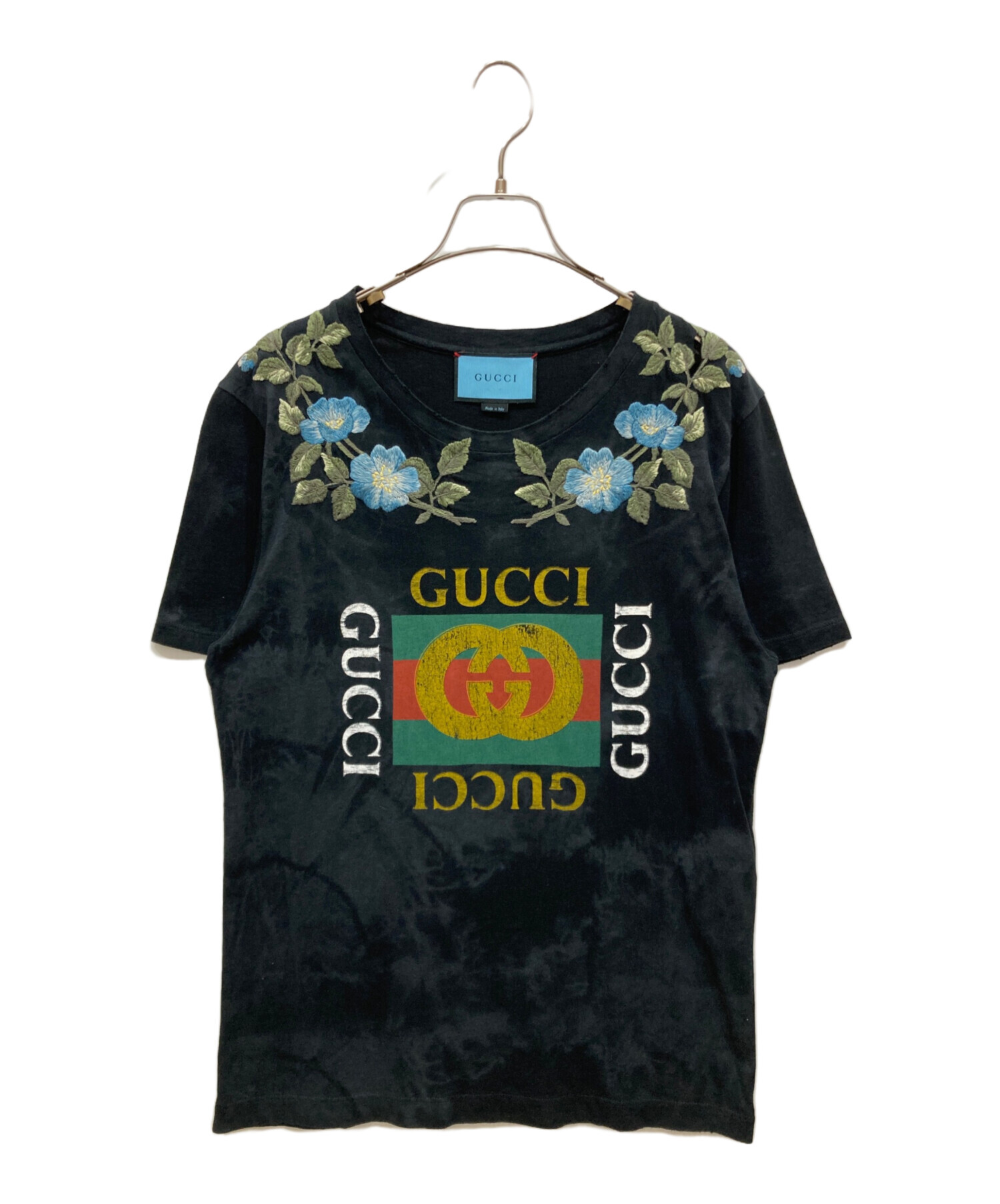 中古・古着通販】GUCCI (グッチ) Floral Embroidery Tee ブラック