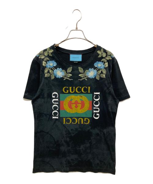 中古・古着通販】GUCCI (グッチ) Floral Embroidery Tee ブラック