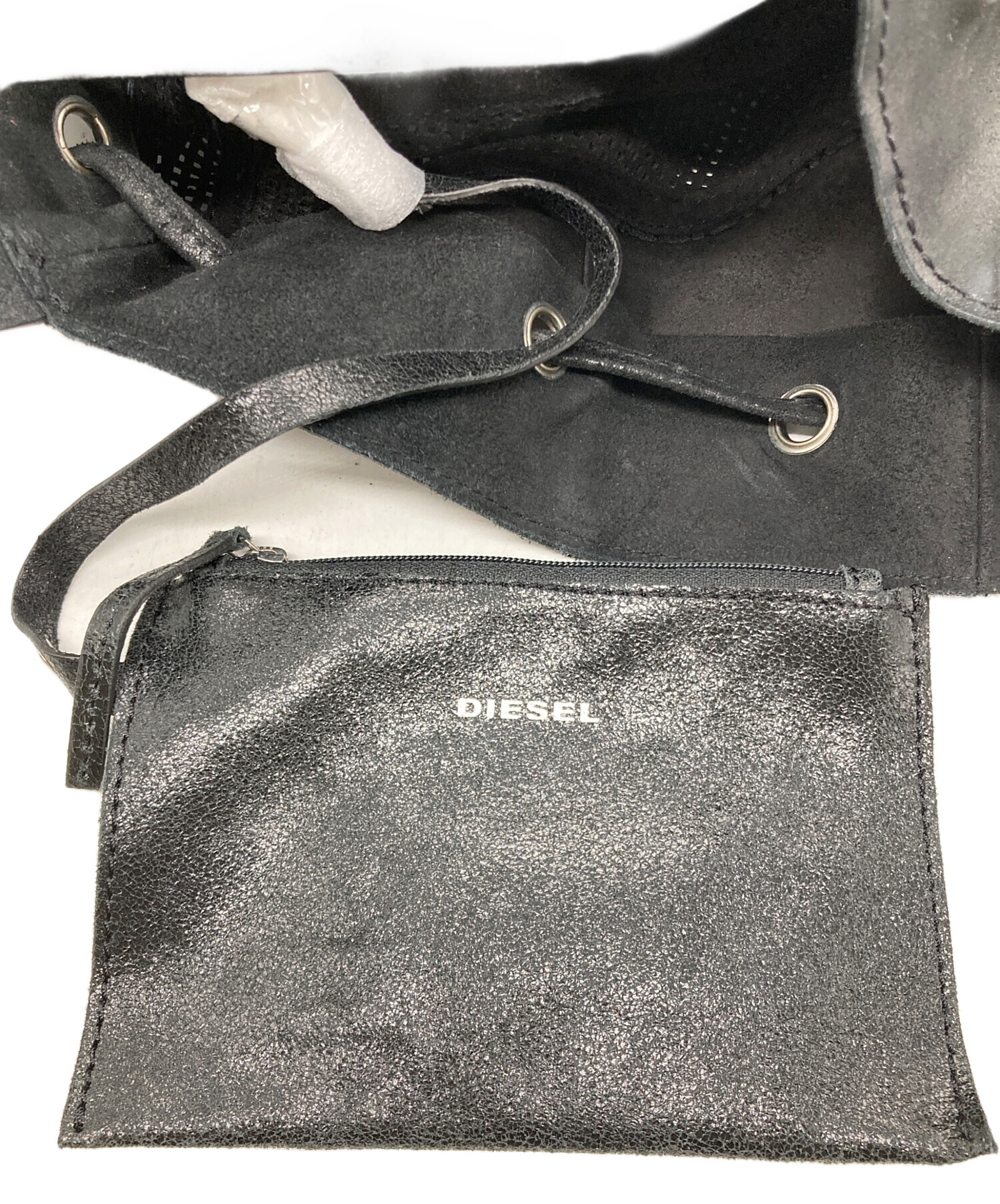 中古・古着通販】DIESEL (ディーゼル) 巾着レザーショルダーバッグ 