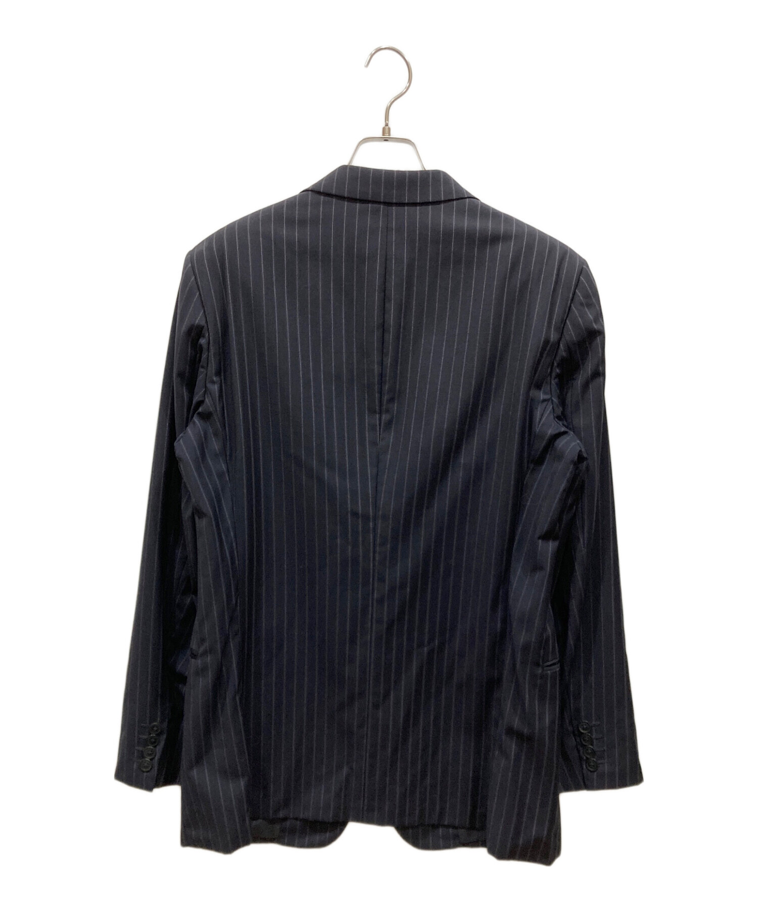 ARMANI COLLEZIONI セットアップスーツ48、シャツ、ネクタイ Armani Collezioni Navy Tonal Pinstriped Notch Lapel 3-Piece wool