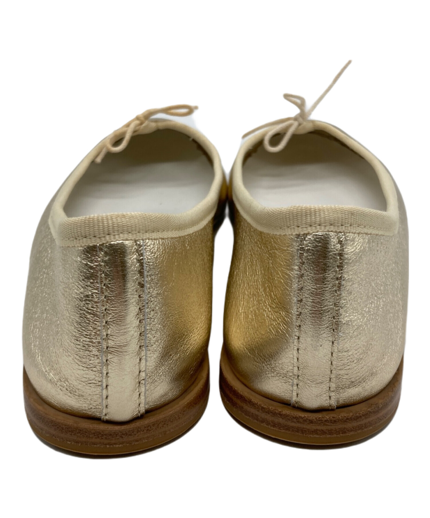 レペット repetto スクエアトゥ バレエシューズ ゴールド 中古・古着通販】Repetto (レペット) メタリックバレエシューズ
