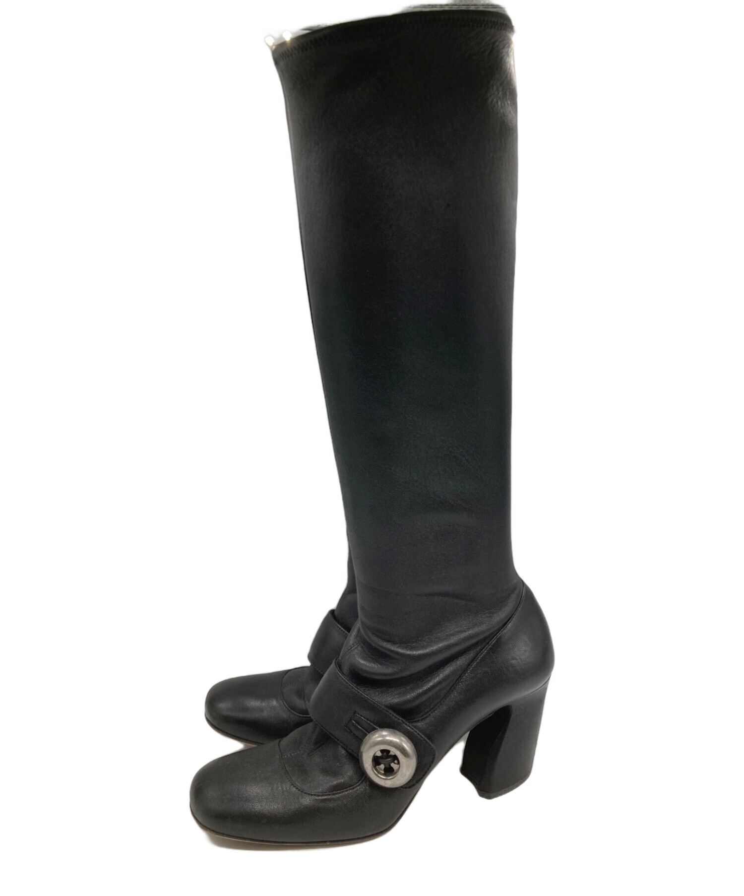 【新品未使用】PRADA プラダ ロング ブーツ 黒36 中古・古着通販】PRADA (プラダ) ロングブーツ ブラック サイズ:SIZE