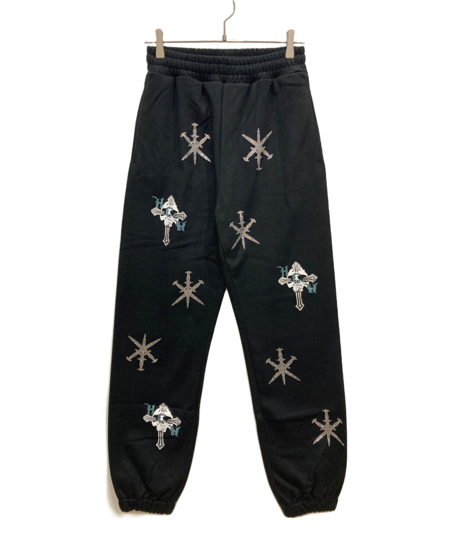 STONE  ブラックスウェットパンツ 中古・古着通販】unknown (アンノーン) ラインストーンスウェット