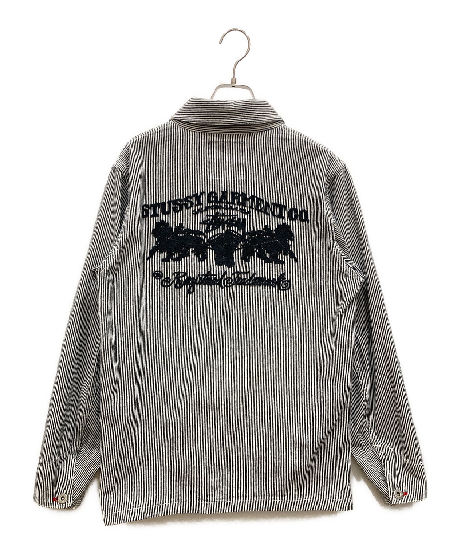 完売品【22AW】【M】stussy ステューシー カバーオール 刺繍 メンズ 中古・古着通販】stussy (ステューシー) 両面刺繍ヒッコリー