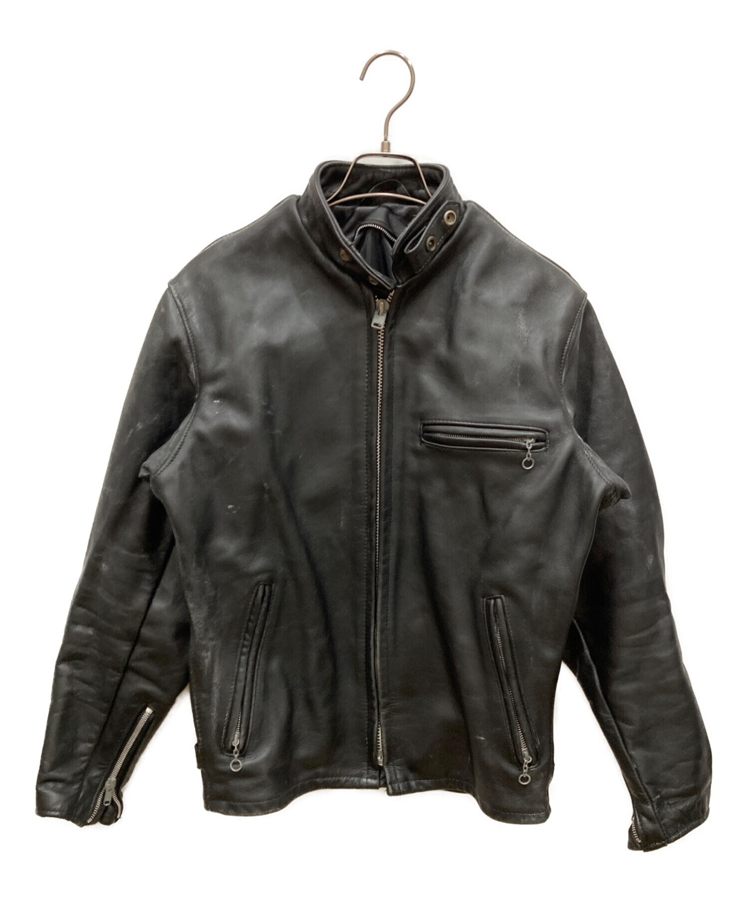 ショット ダブル ライダース ブラック Sサイズ相当 中古・古着通販】Schott (ショット) ダブルライダースジャケット