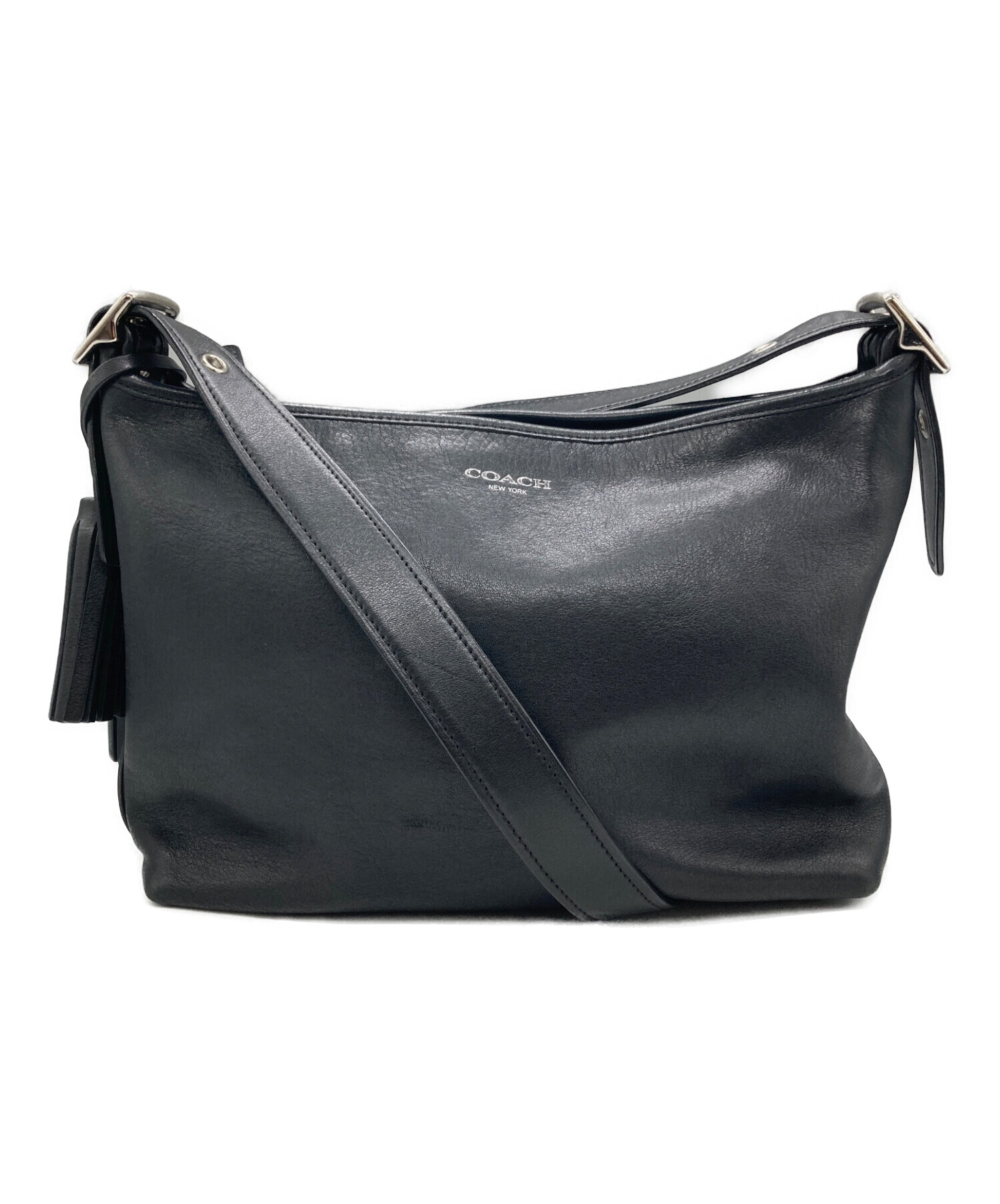 中古・古着通販】COACH (コーチ) レザーショルダーバッグ ブラック